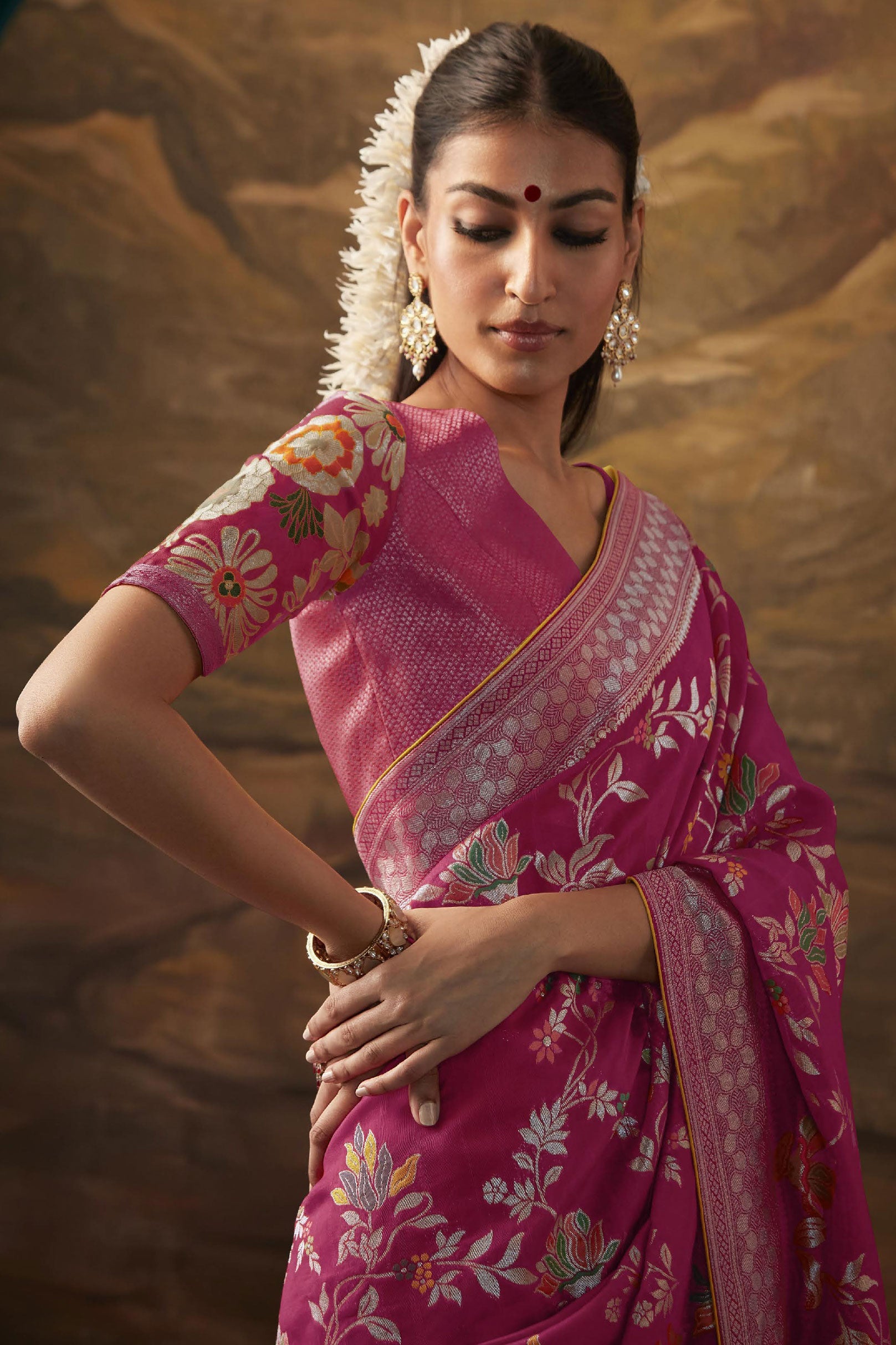 Pink Woven Paithani Silk Saree-ZB131436_2