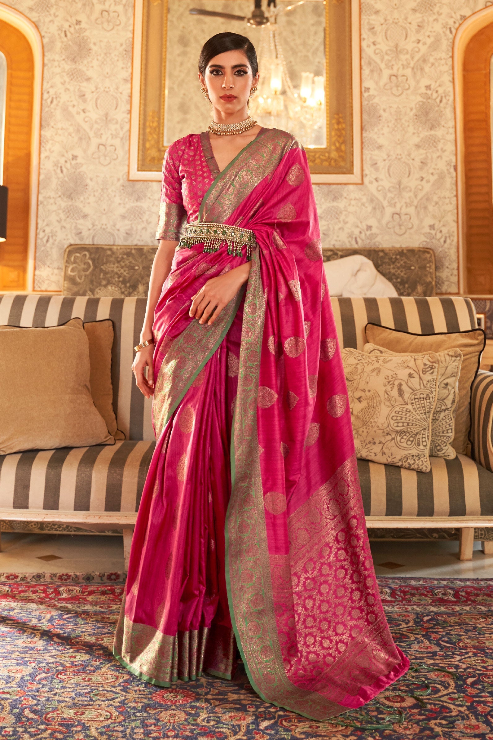 pink-woven-silk-saree-zb140048_1_SareeButa.com