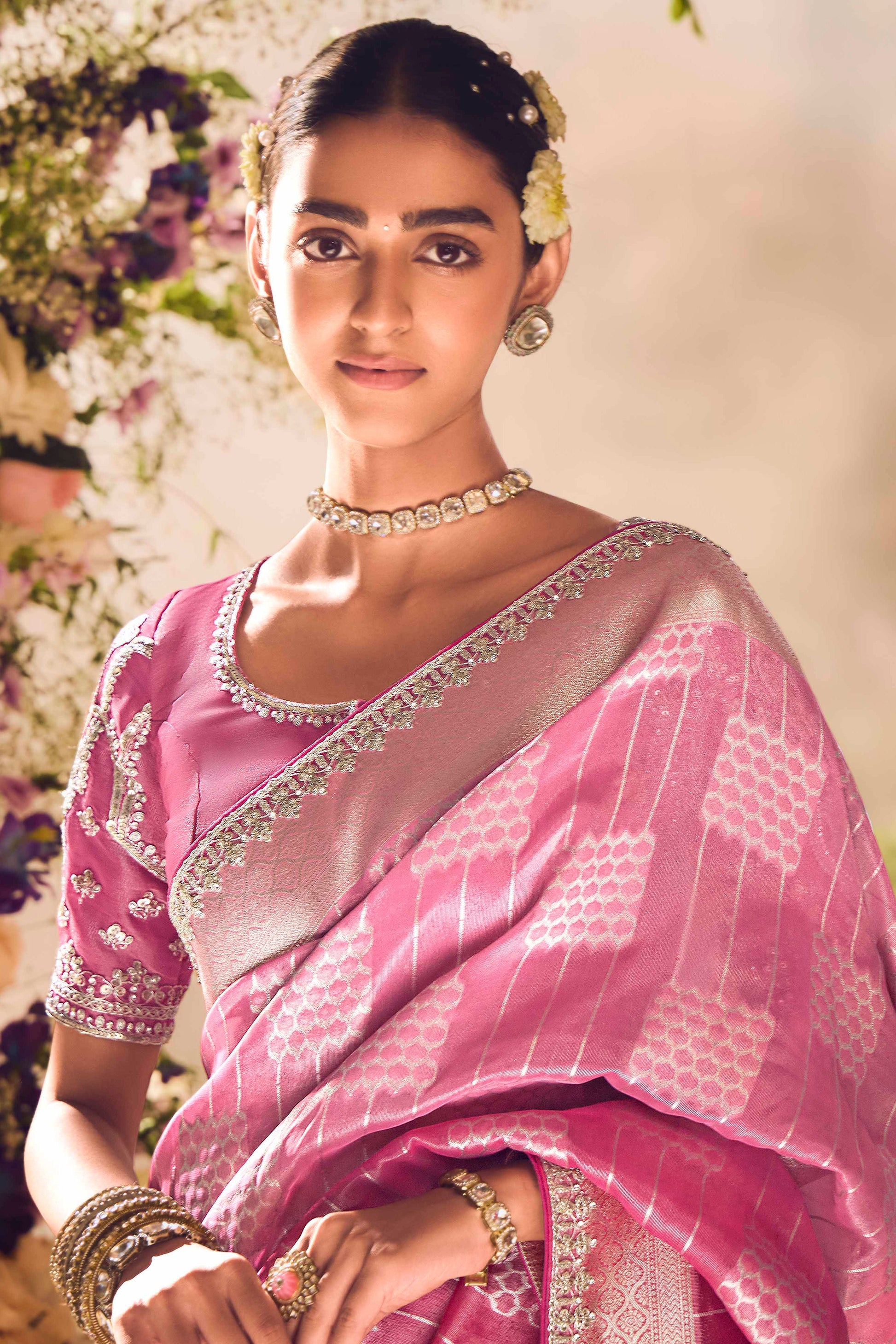 Pink Woven Zari Work Silk Saree-ZB133267_2_SareeButa.com