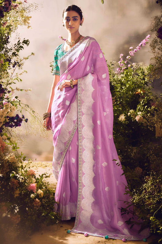 Pink Woven Zari Work Silk Saree-ZB133270_1_SareeButa.com