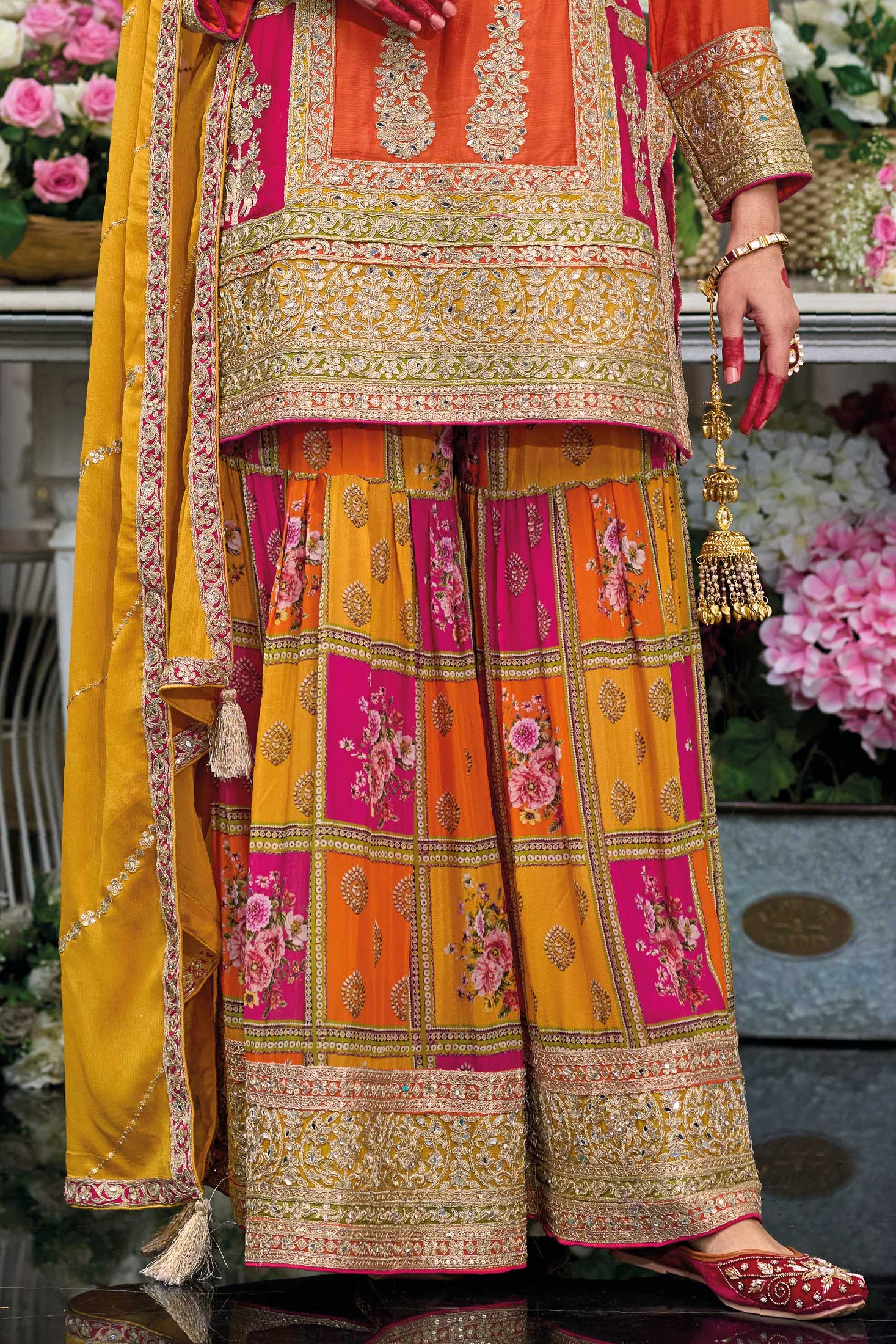 Pink and Orange Readymade Chinon Silk Sharara Suit-SS646_4_SareeButa.com