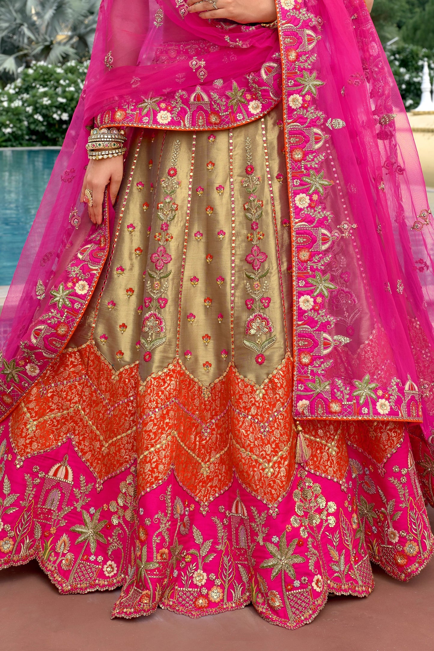 Pink And Beige Unstitched Embroidered Silk Lehenga-SAR11036_4_SareeButa.com