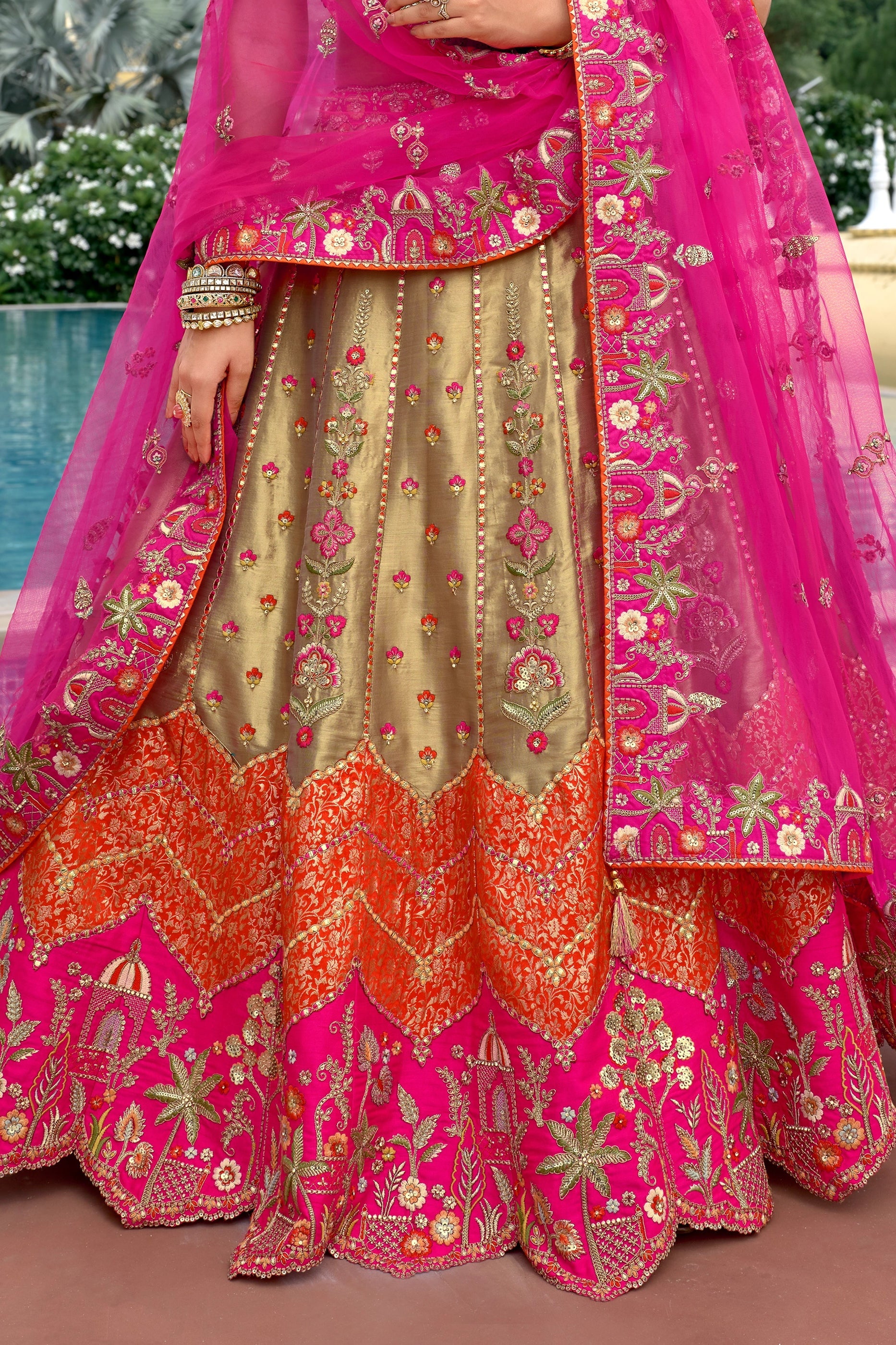 Pink And Beige Unstitched Embroidered Silk Lehenga-SAR11036_4_SareeButa.com