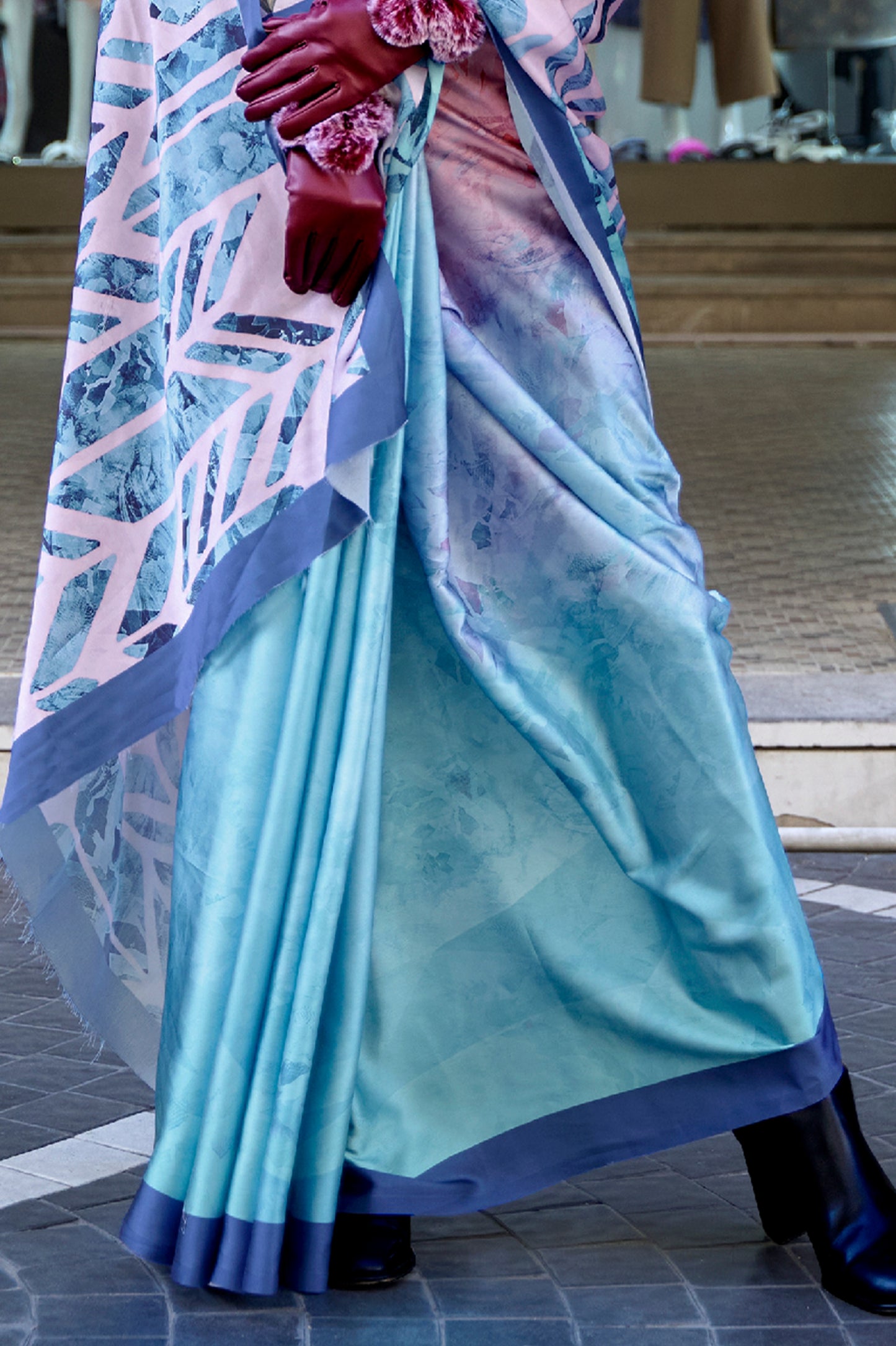 Pink And Blue Digital Print Satin Saree-SAR12392_4_SareeButa.com