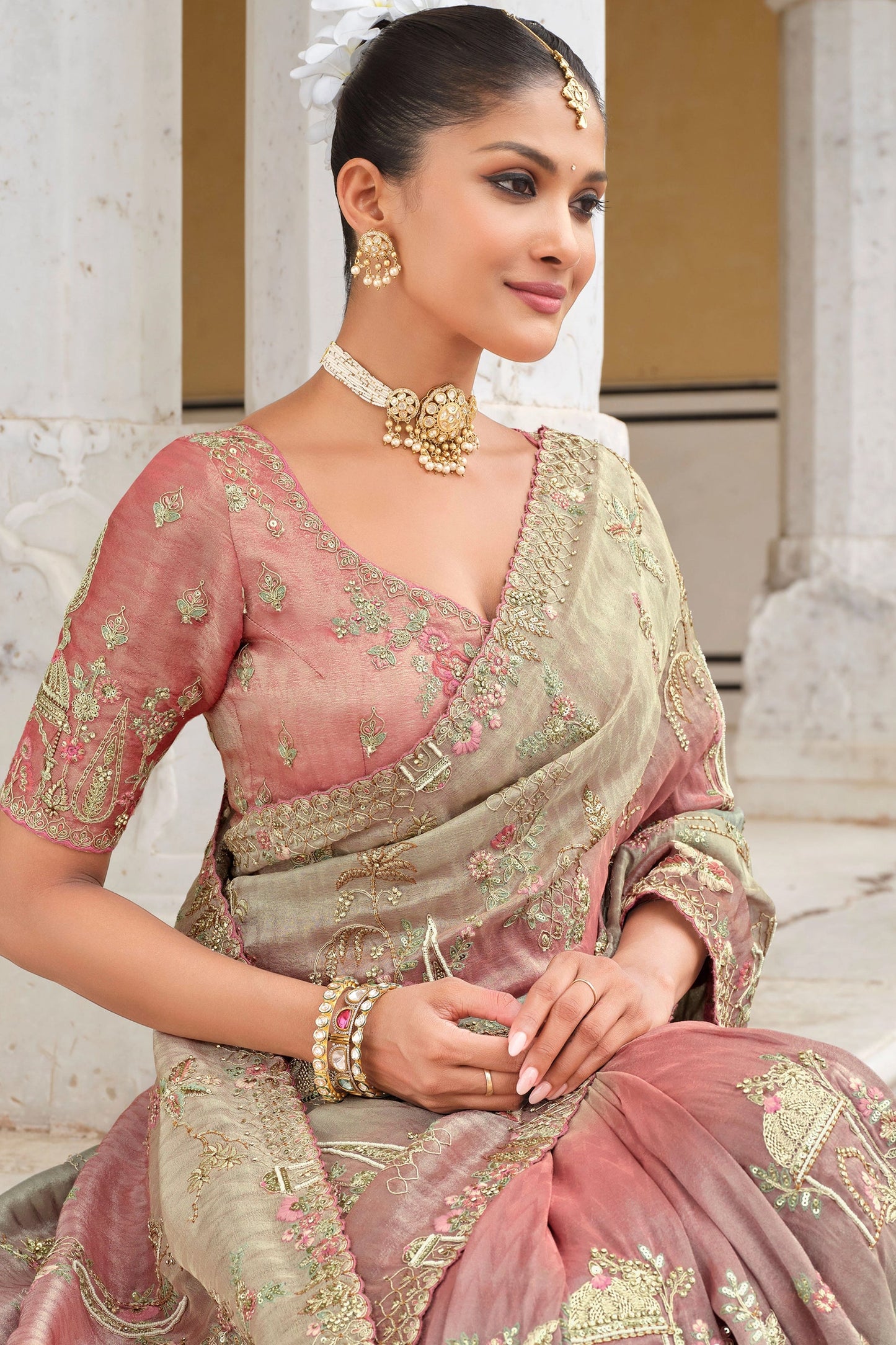 Pink And Grey Embroidered Silk Saree-SAR11382_2_SareeButa.com