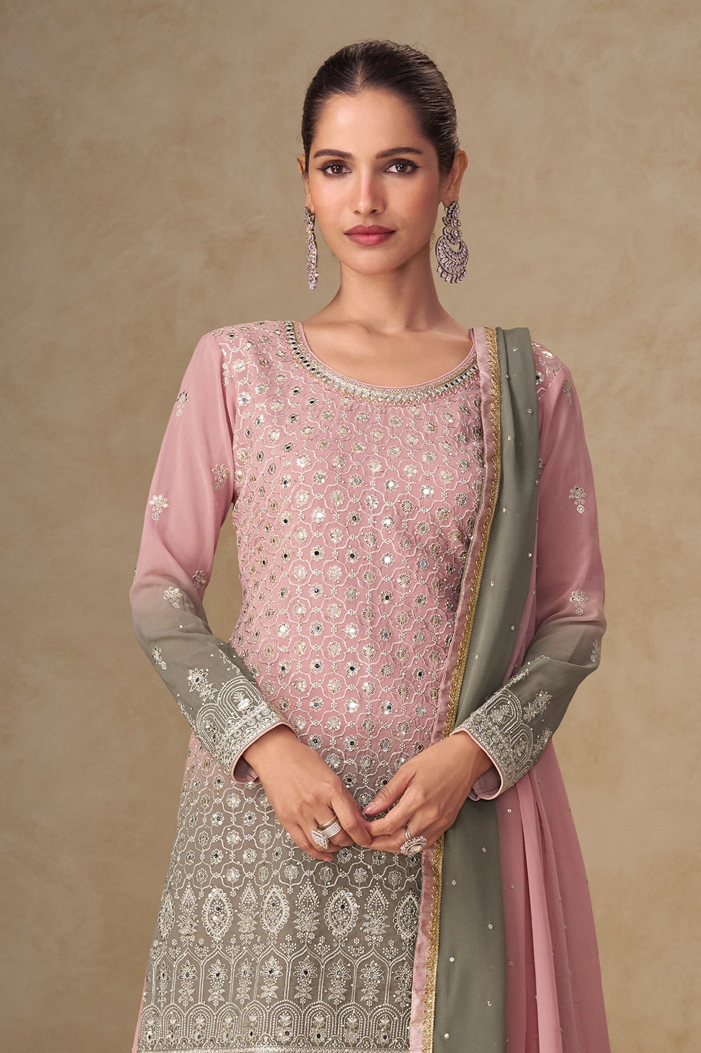 Pink And Grey Readymade Embroidered Georgette Suit-SAR11533_4_SareeButa.com