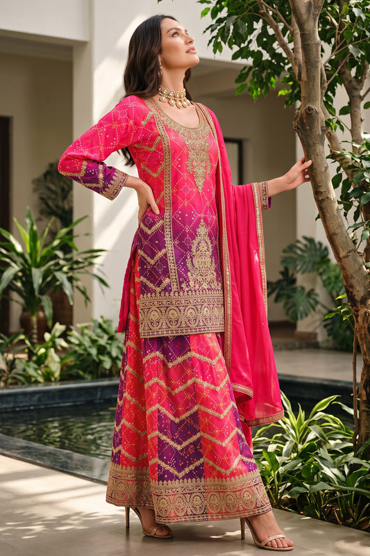 Pink And Purple Readymade Embroidered Chinon Suit-SAR12808_1_SareeButa.com