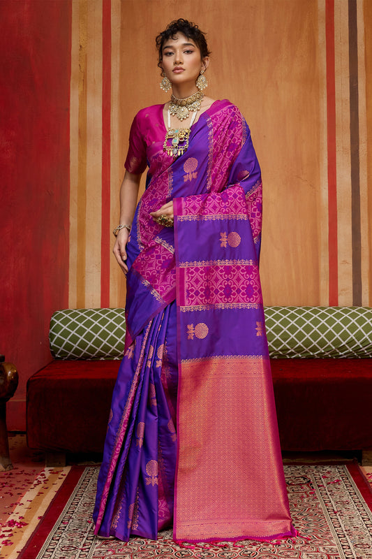 Pink And Purple Woven Silk Saree-SAR11915_1_SareeButa.com