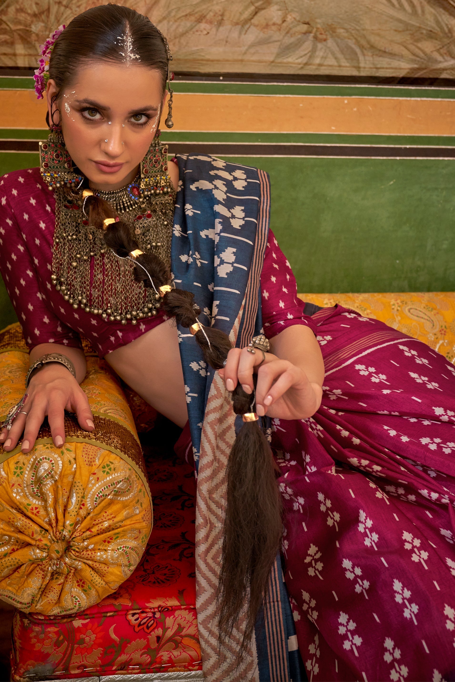 Pink Blue Printed Silk Saree-ZB133420_3_SareeButa.com