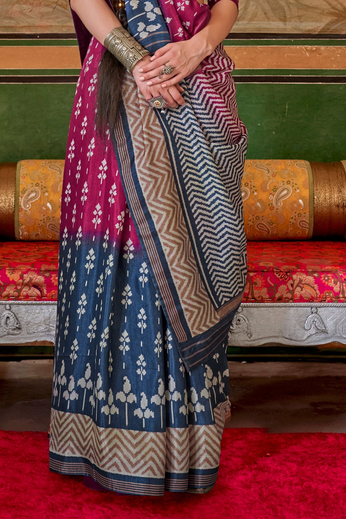 Pink Blue Printed Silk Saree-ZB133420_4_SareeButa.com