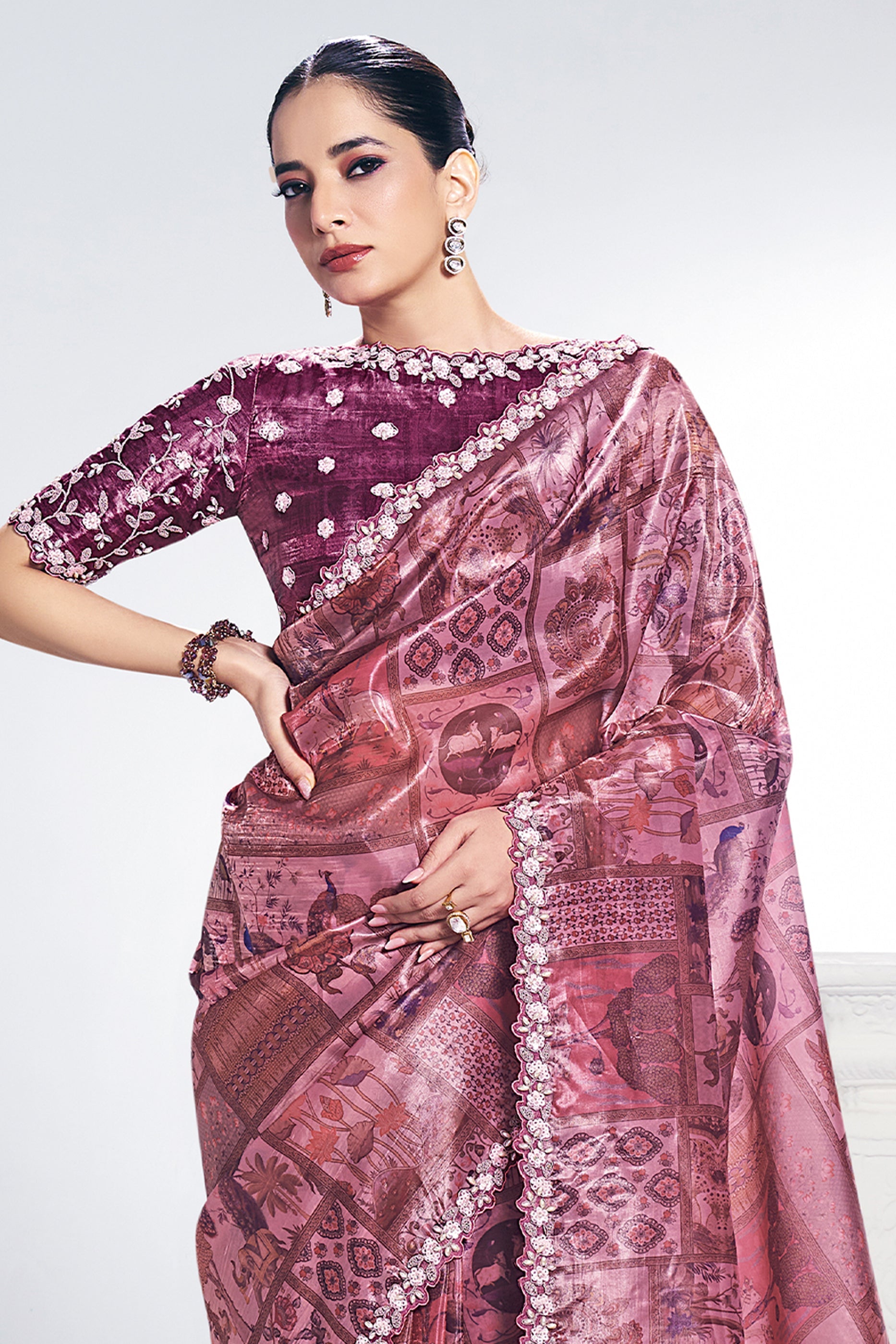Pink Digital Printed Paper Silk Saree-SAR10264_3_SareeButa.com