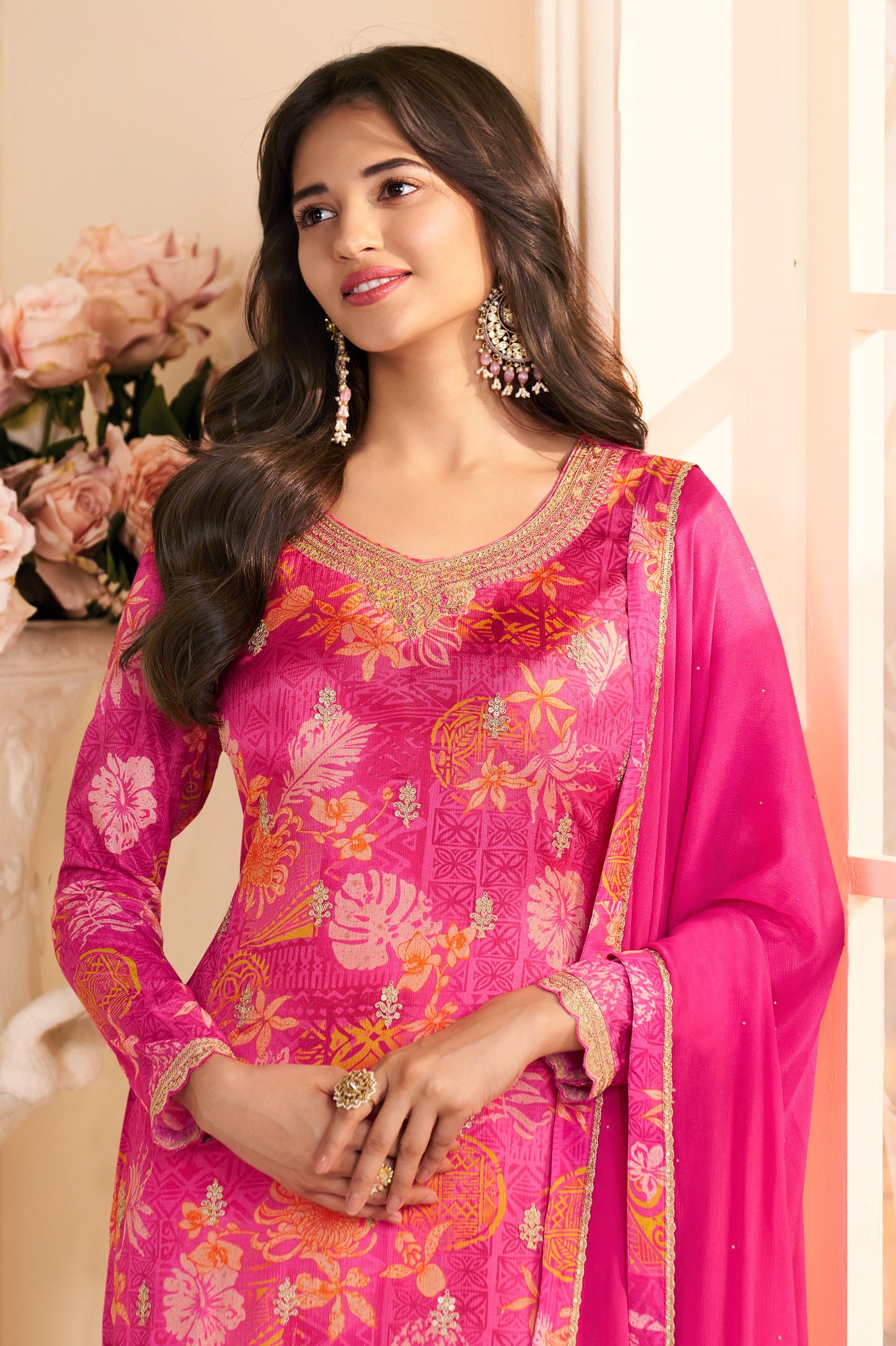Pink Embroidered Chinon Suit-SAR11509_2_SareeButa.com