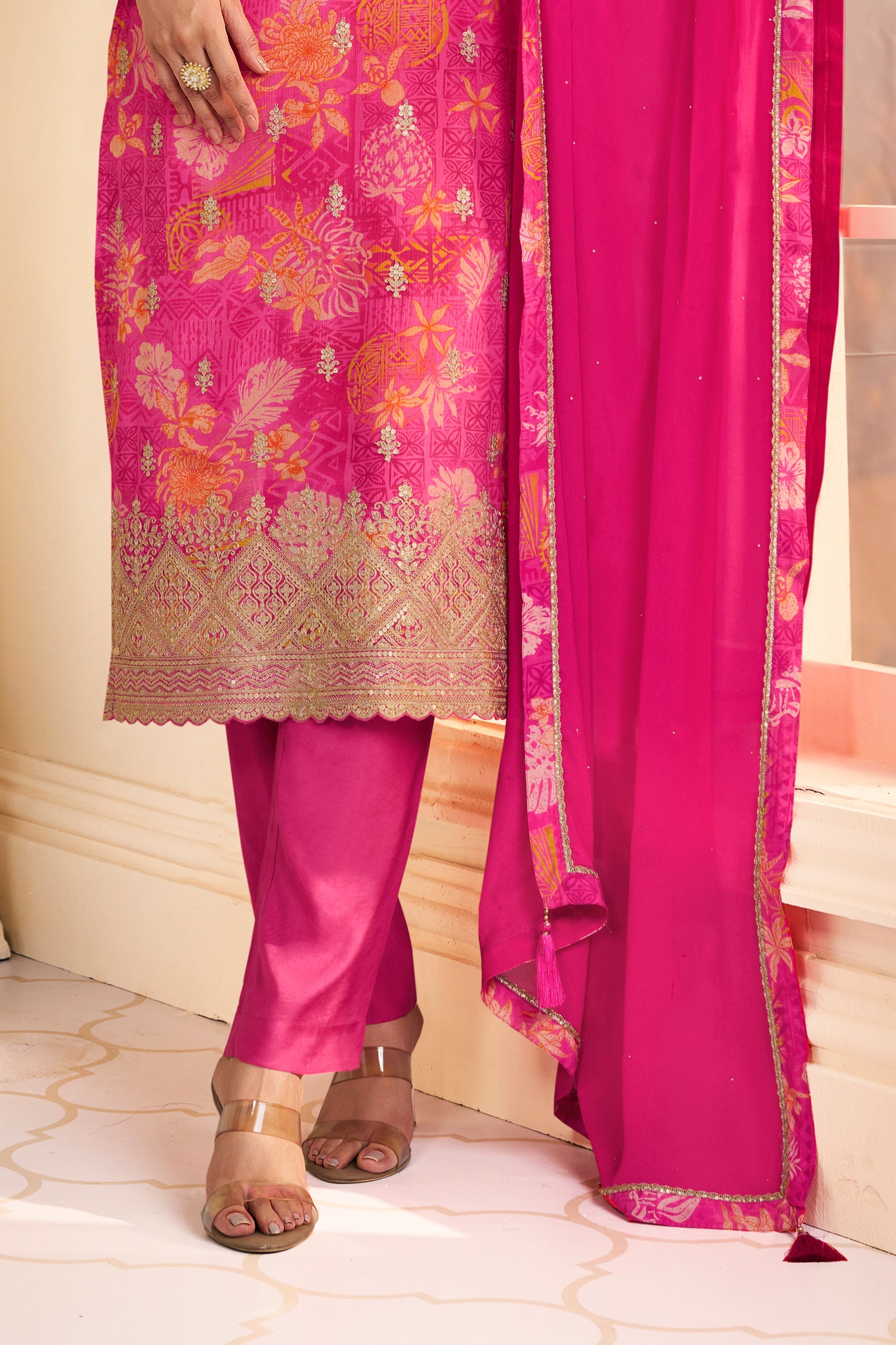Pink Embroidered Chinon Suit-SAR11509_4_SareeButa.com