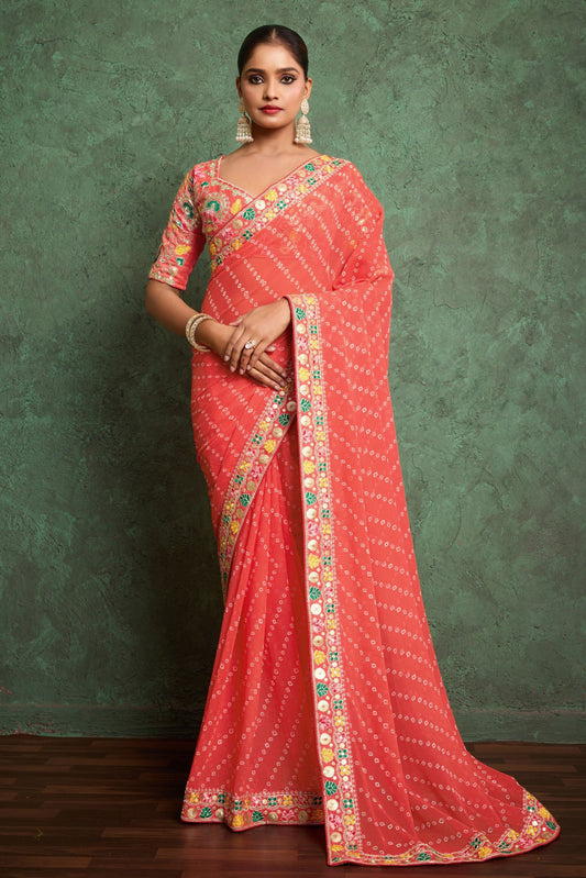 Pink Embroidered Georgette Bandhani Saree-ZB134796_1_SareeButa.com