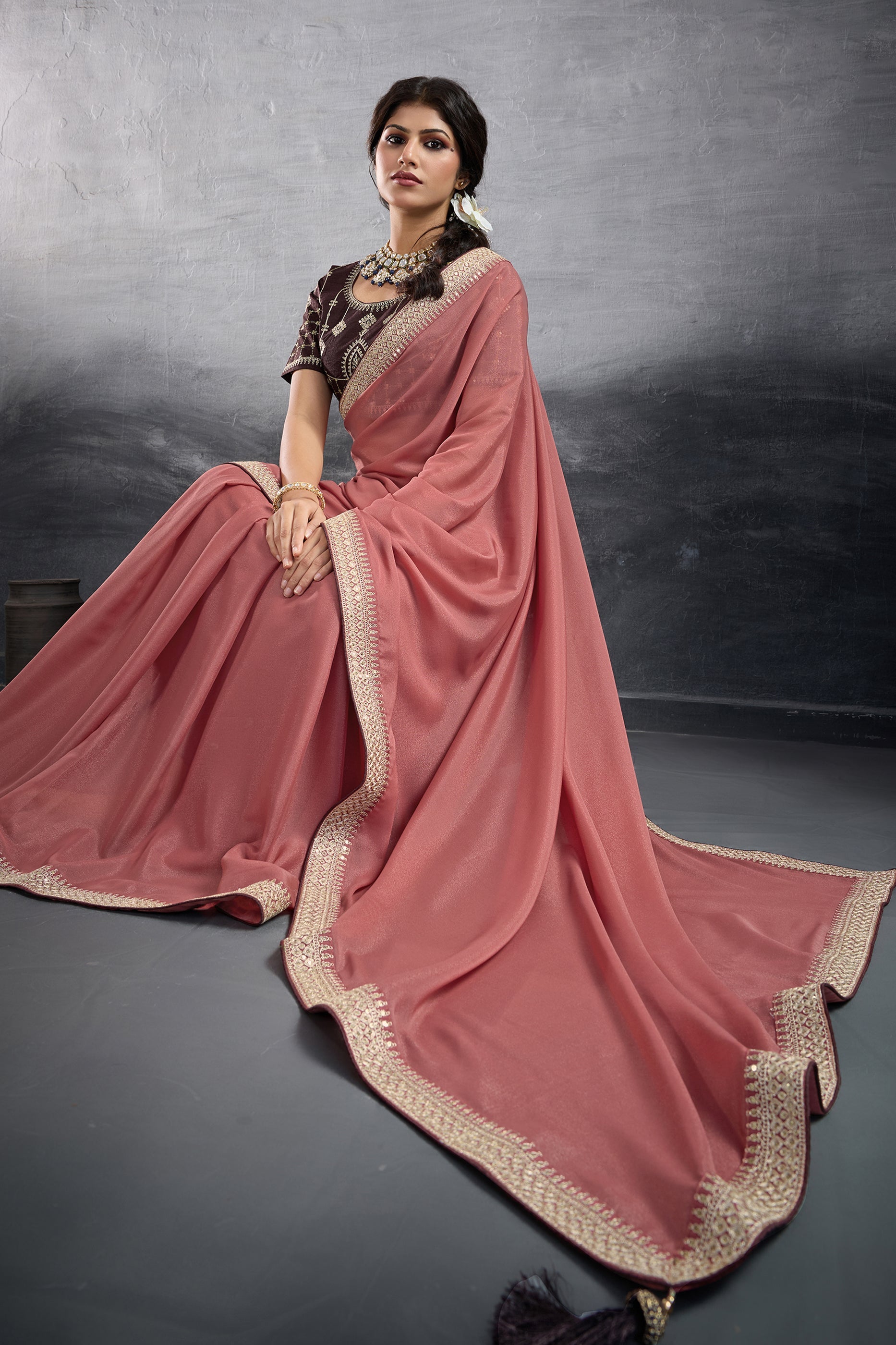 Pink Embroidered Georgette Saree-SAR10603_3_SareeButa.com