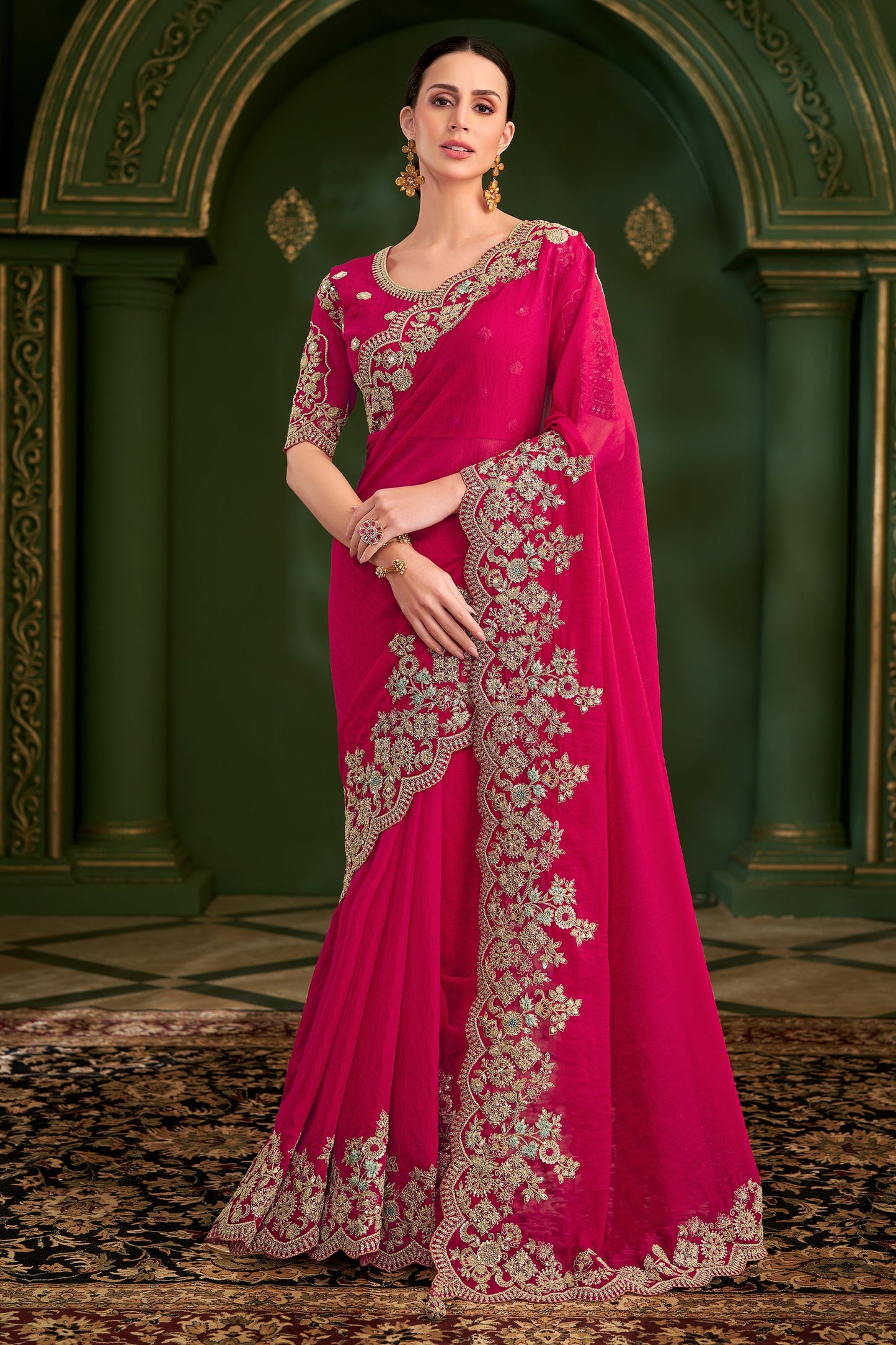 Pink Embroidered Georgette Saree-SAR10959_1_SareeButa.com