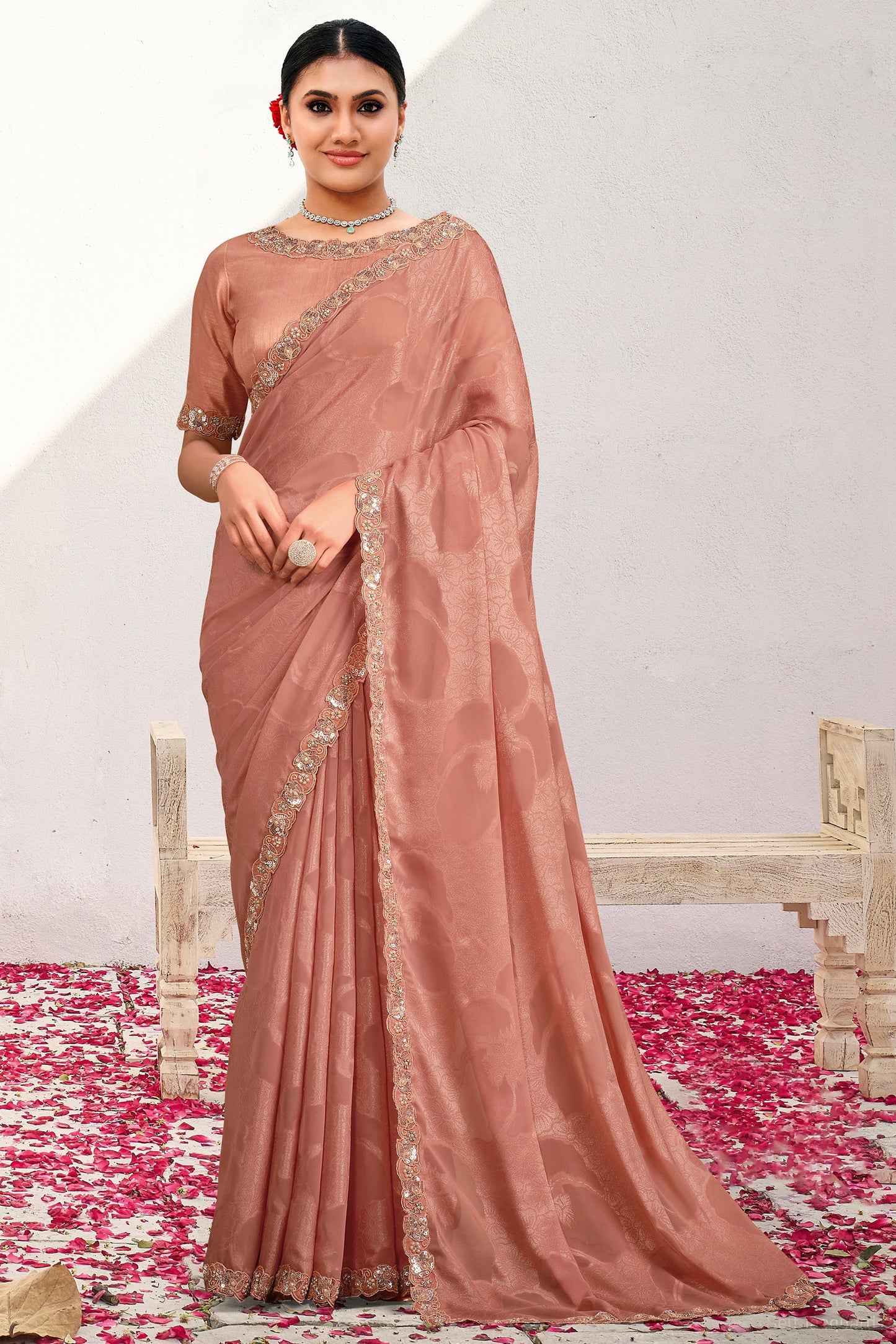 Pink Embroidered Georgette  Saree-ZB134579_1_SareeButa.com