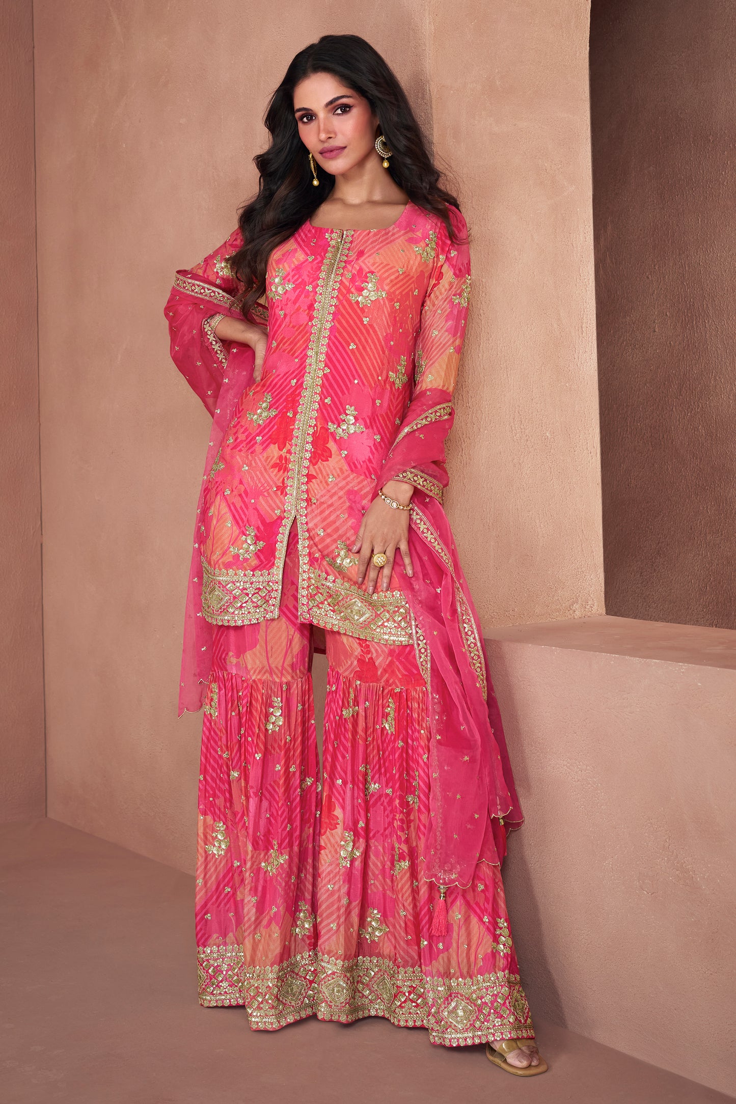 Pink Embroidered Georgette Sharara Suit-SAR12812_1_SareeButa.com
