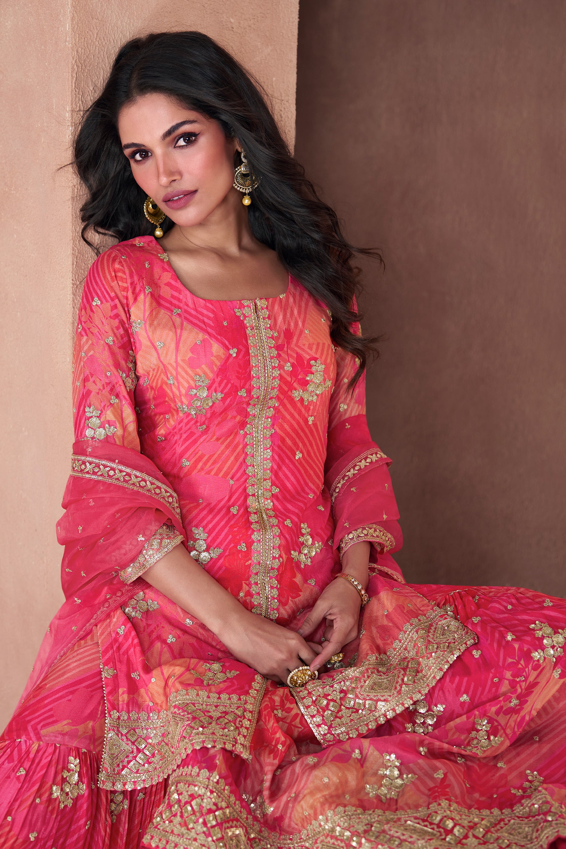 Pink Embroidered Georgette Sharara Suit-SAR12812_2_SareeButa.com