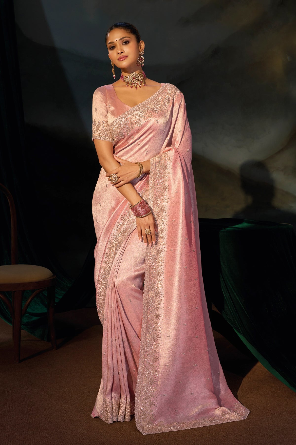 Pink Embroidered Heavy Work Silk Saree-SAR13265_1_SareeButa.com