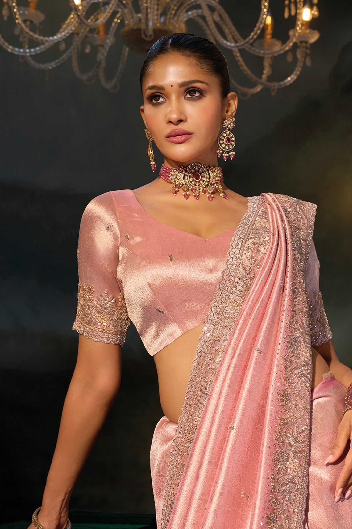 Pink Embroidered Heavy Work Silk Saree-SAR13265_2_SareeButa.com