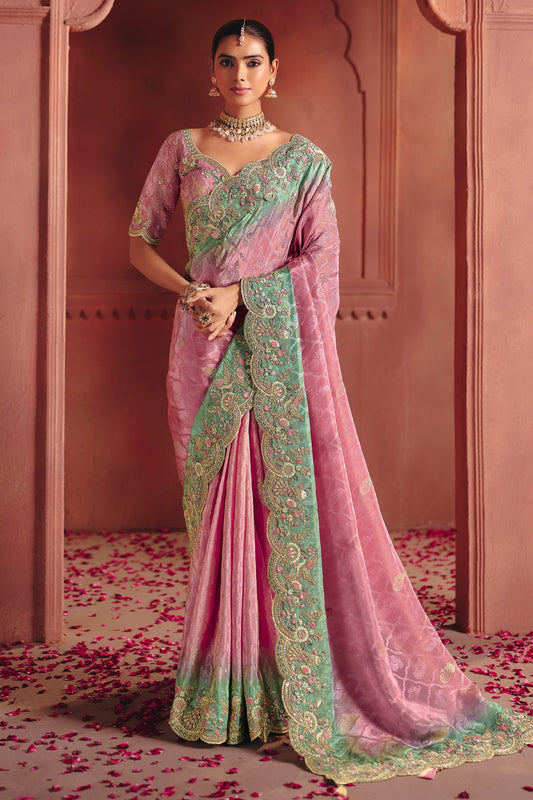 Pink Embroidered Jacquard Dola Silk Saree-SAR12083_1_SareeButa.com
