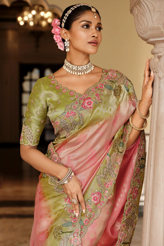 Pink Embroidered Jacquard Viscose Silk Saree-SAR10362_2_SareeButa.com