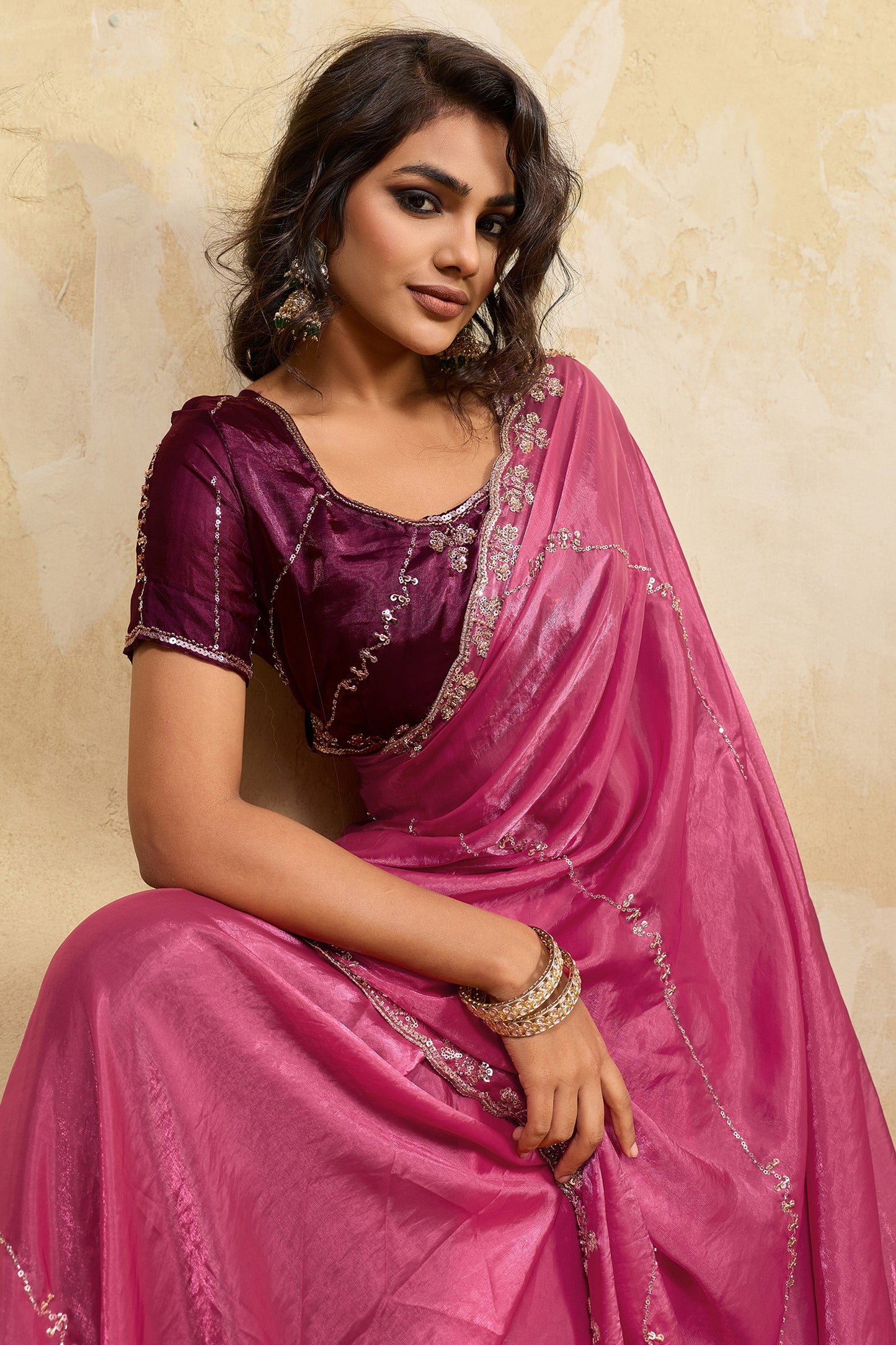 Pink Embroidered Metallic Satin Saree-SAR12530_3_SareeButa.com
