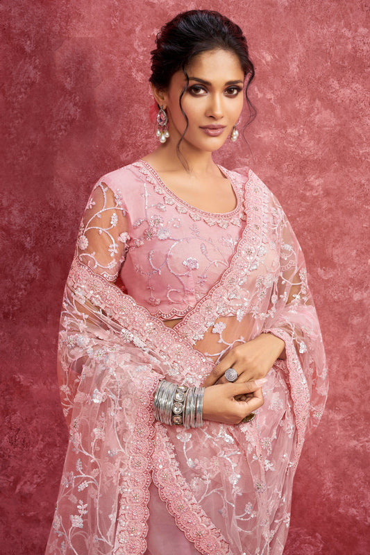 Pink Embroidered Net Saree-SAR10279_2_SareeButa.com