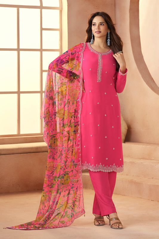 Pink Embroidered Organza Chiffon Suit-SAR11502_1_SareeButa.com