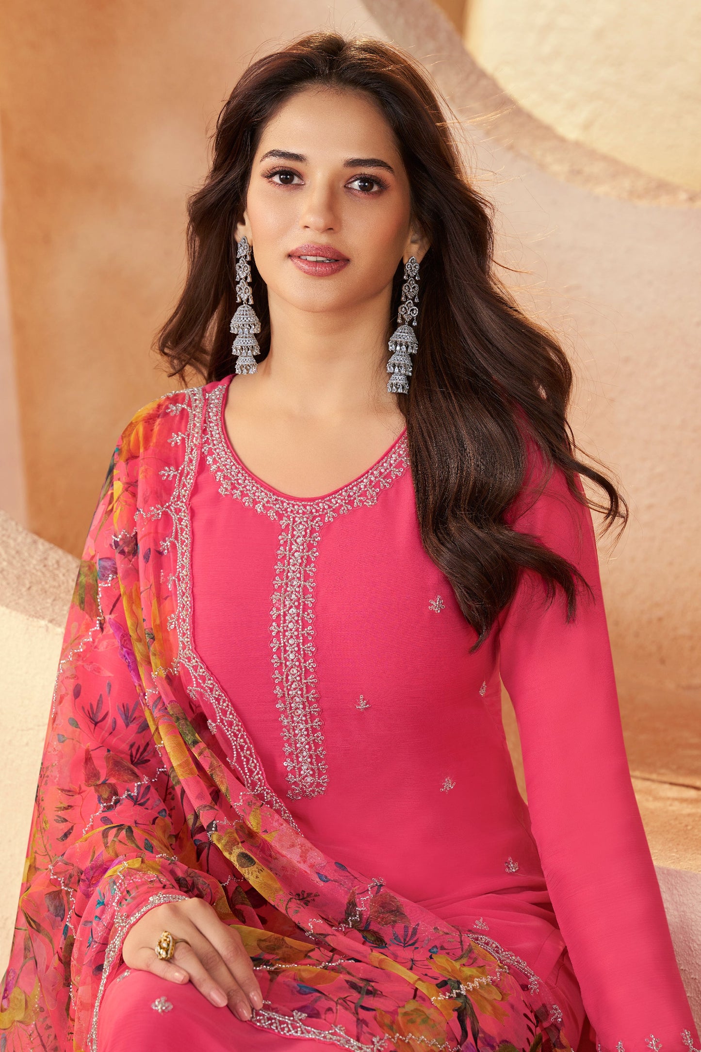 Pink Embroidered Organza Chiffon Suit-SAR11502_3_SareeButa.com
