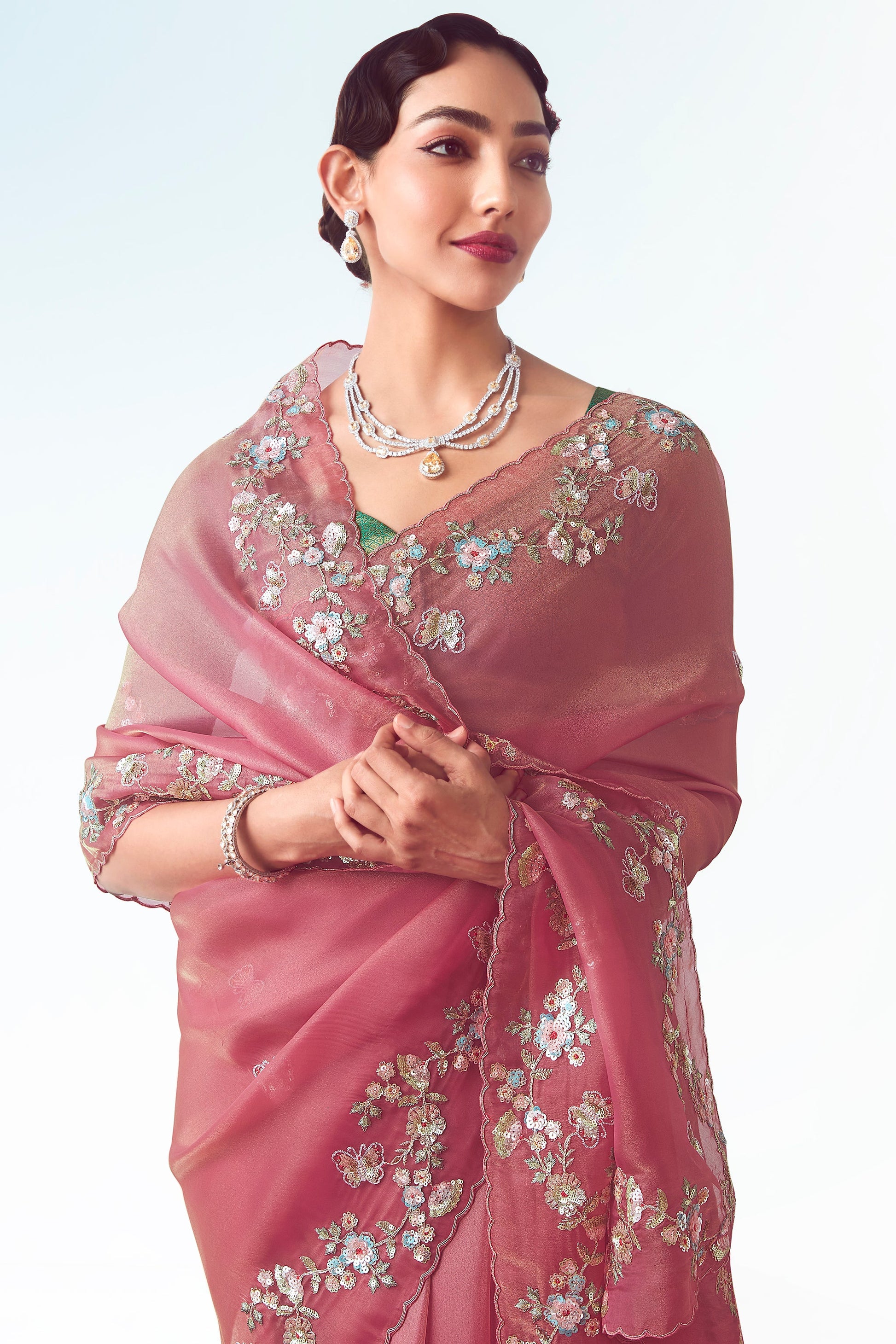 Pink Embroidered Organza Saree-ZB134768_2_SareeButa.com