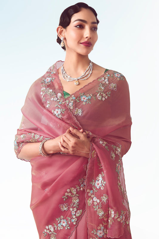 Pink Embroidered Organza Saree-ZB134768_2_SareeButa.com