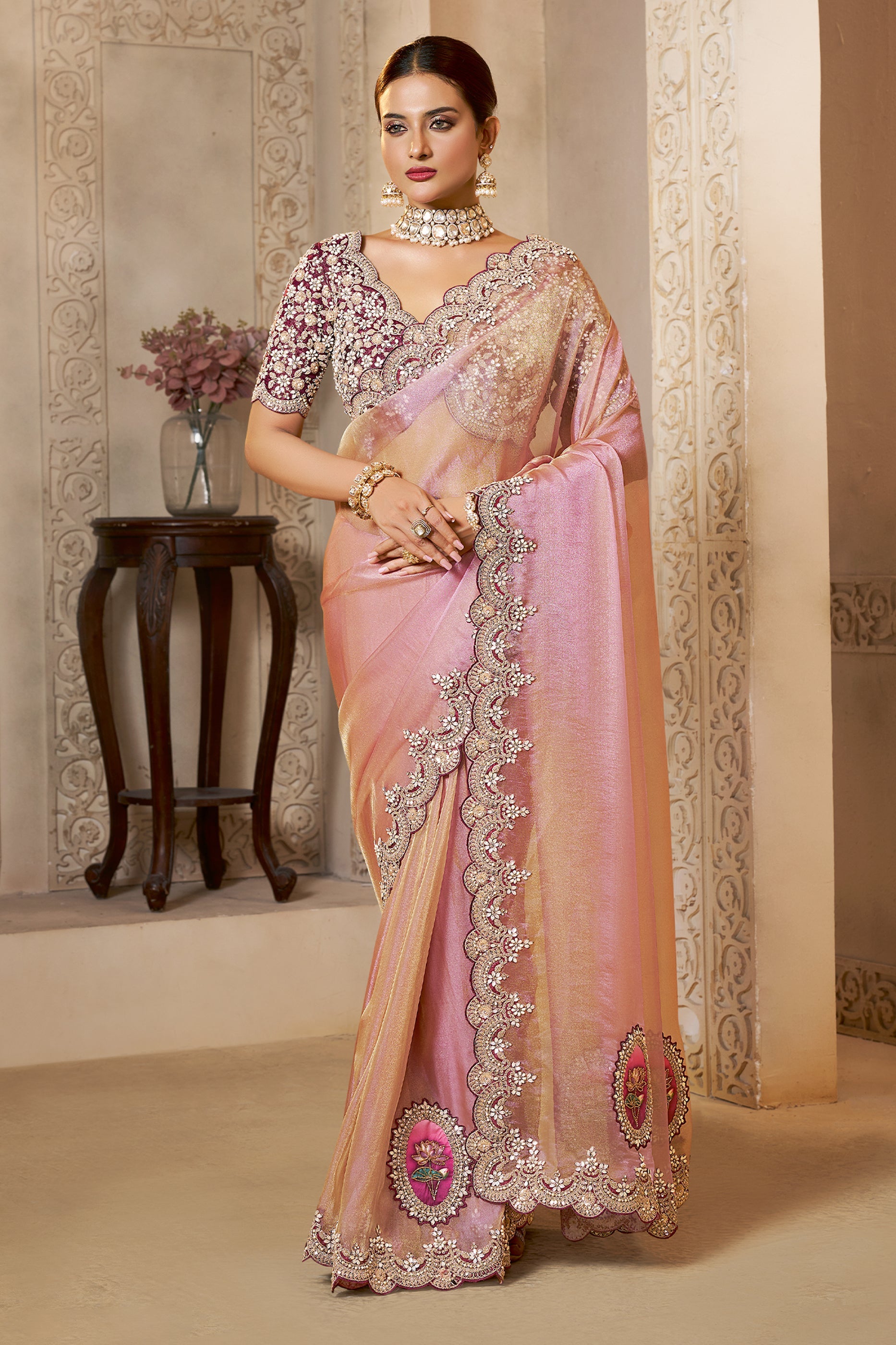 Pink Embroidered Organza Silk Saree-SAR10870_1_SareeButa.com
