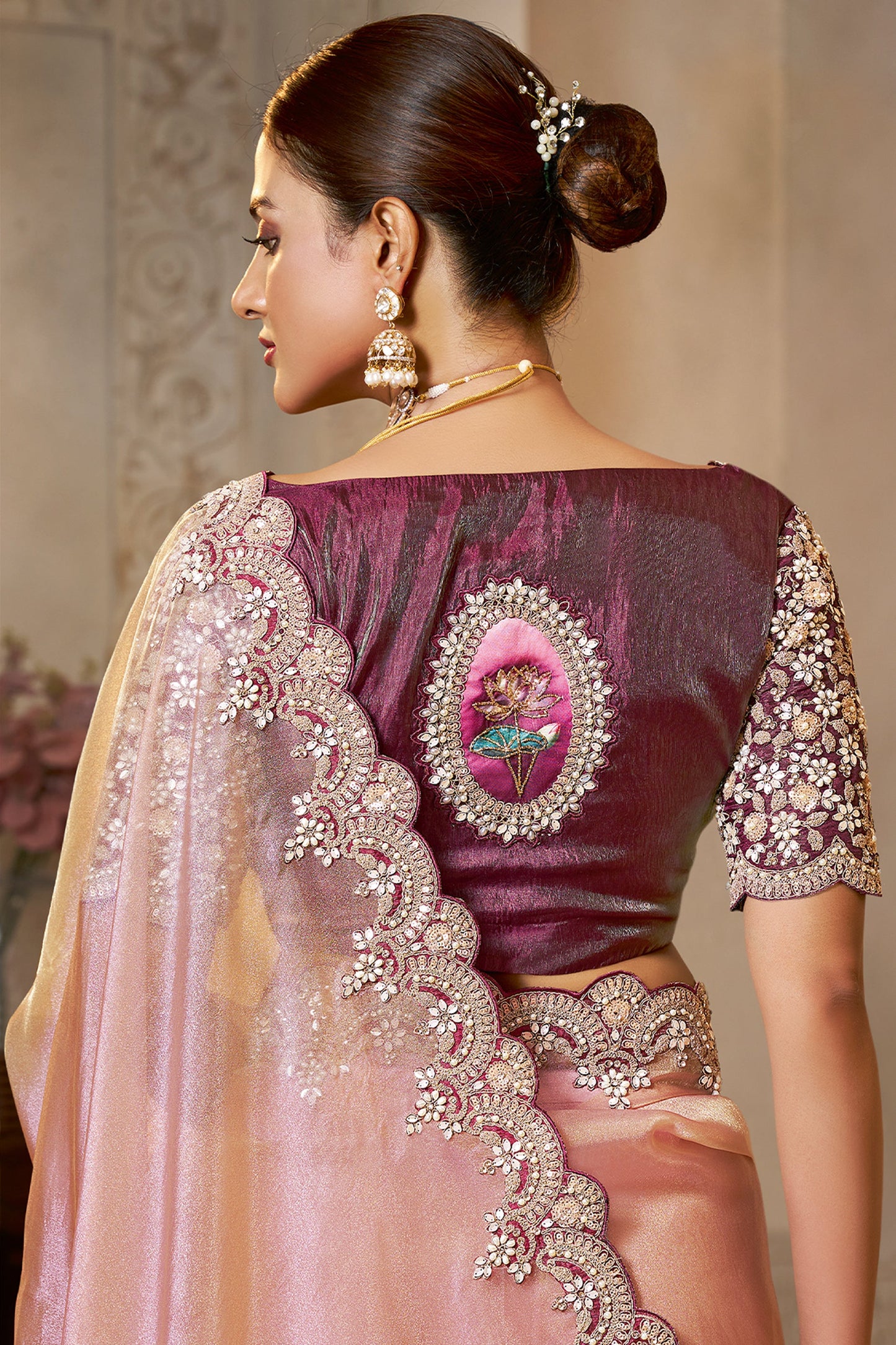 Pink Embroidered Organza Silk Saree-SAR10870_2_SareeButa.com