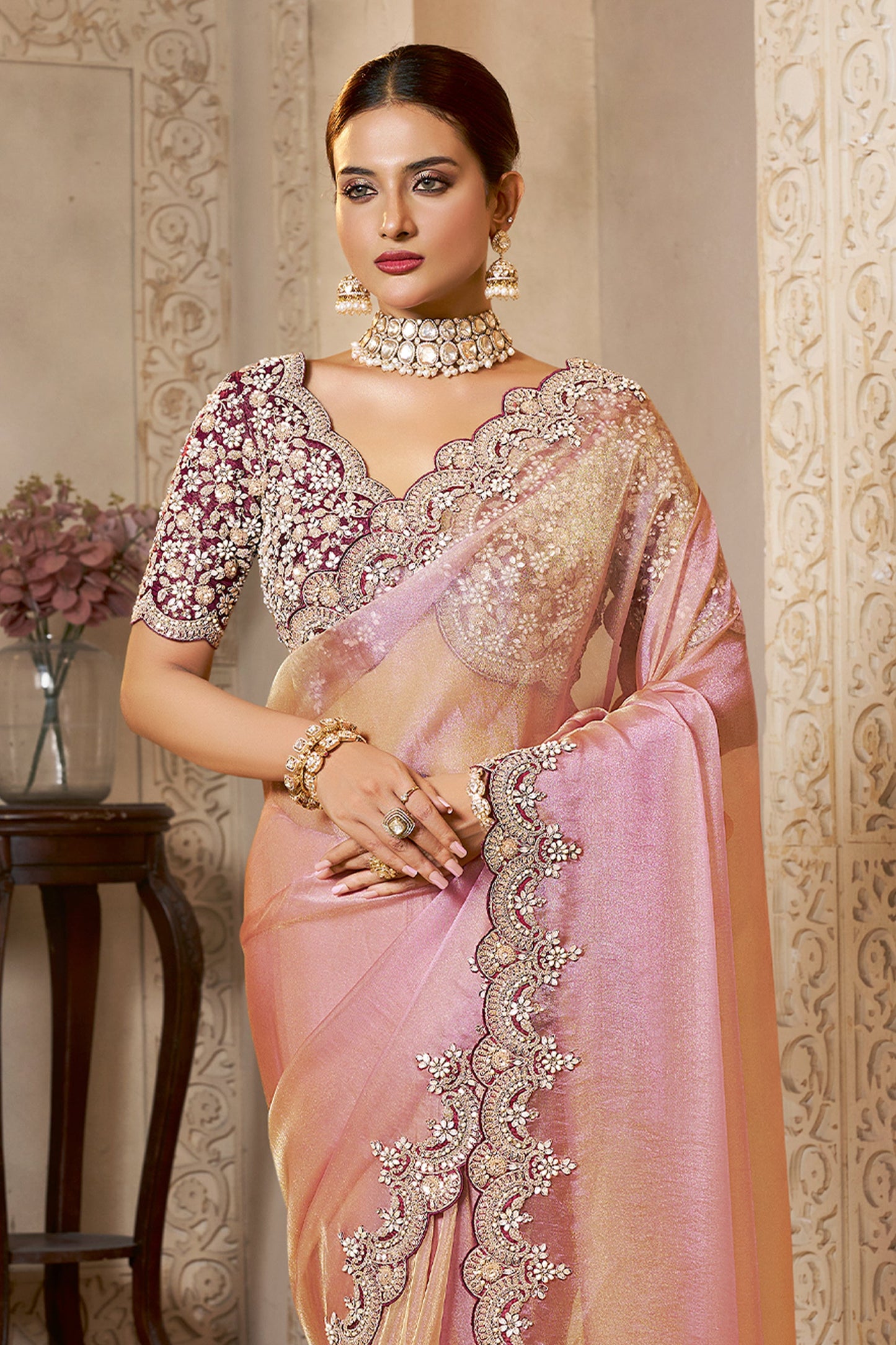Pink Embroidered Organza Silk Saree-SAR10870_3_SareeButa.com