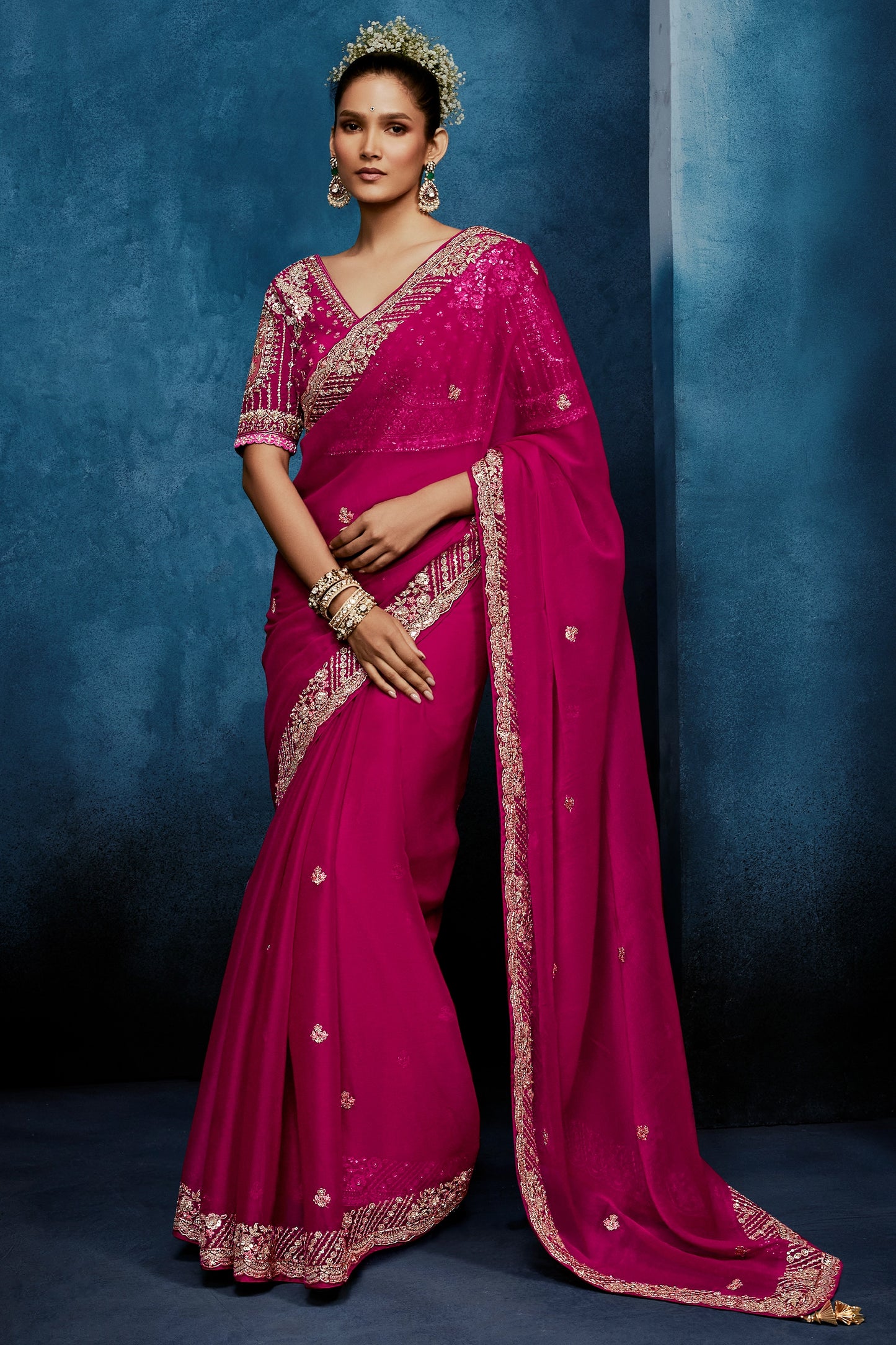 Pink Embroidered Organza Silk Saree-SAR12595_1_SareeButa.com