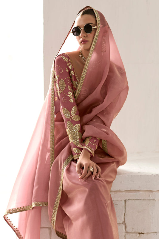 Pink Embroidered Organza Tissue Saree-ZB134744_2_SareeButa.com