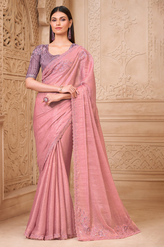 Pink Embroidered Satin Georgette Saree-SAR10586_1_SareeButa.com