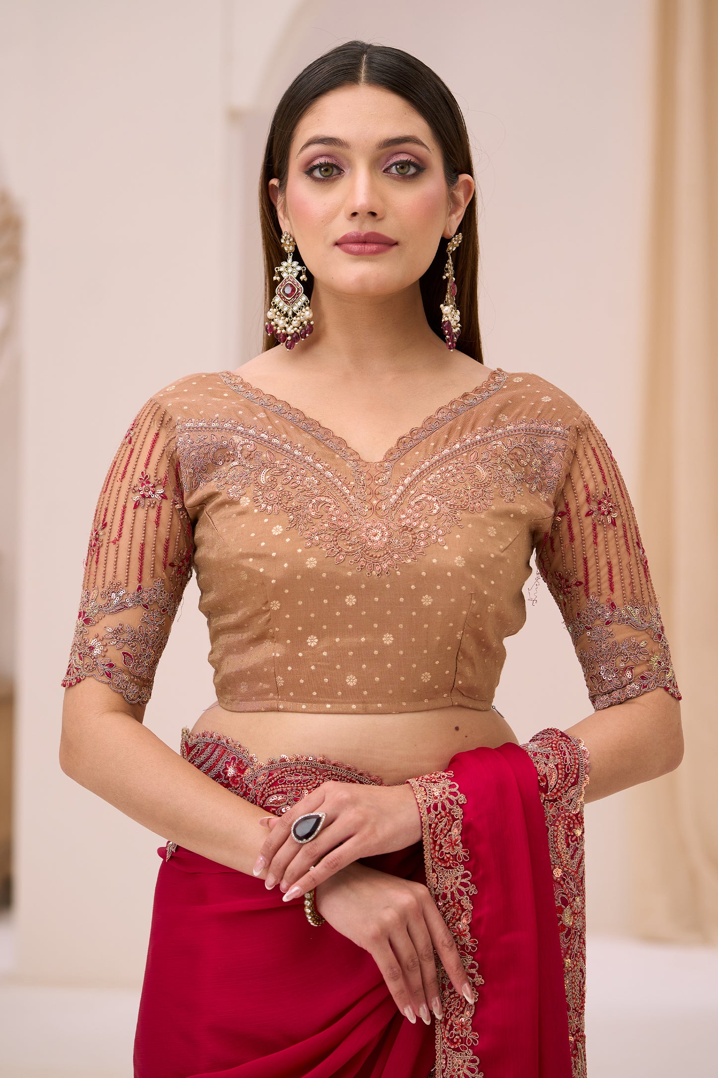 Pink Embroidered Satin Georgette Saree-SAR12446_3_SareeButa.com