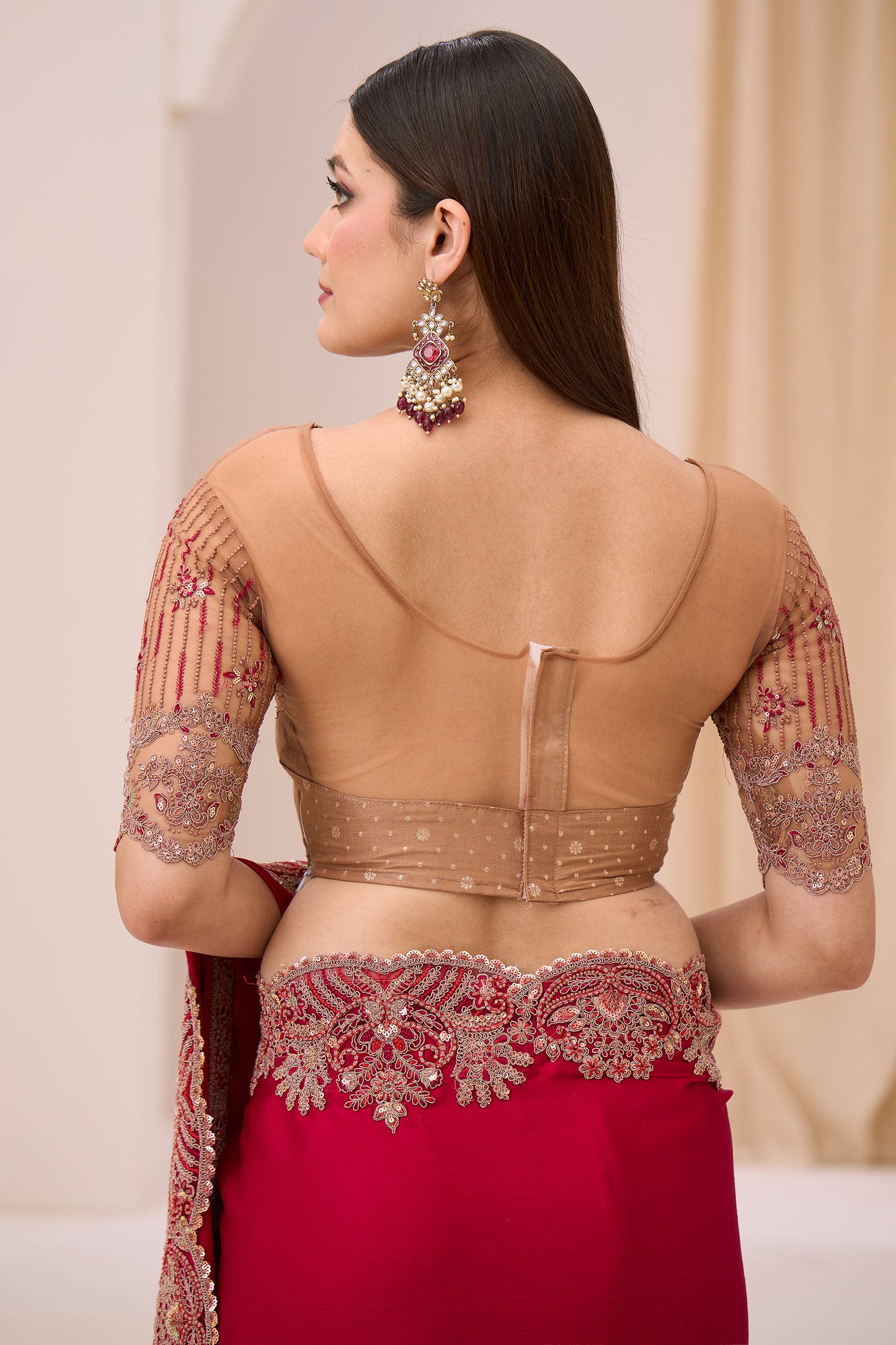 Pink Embroidered Satin Georgette Saree-SAR12446_4_SareeButa.com