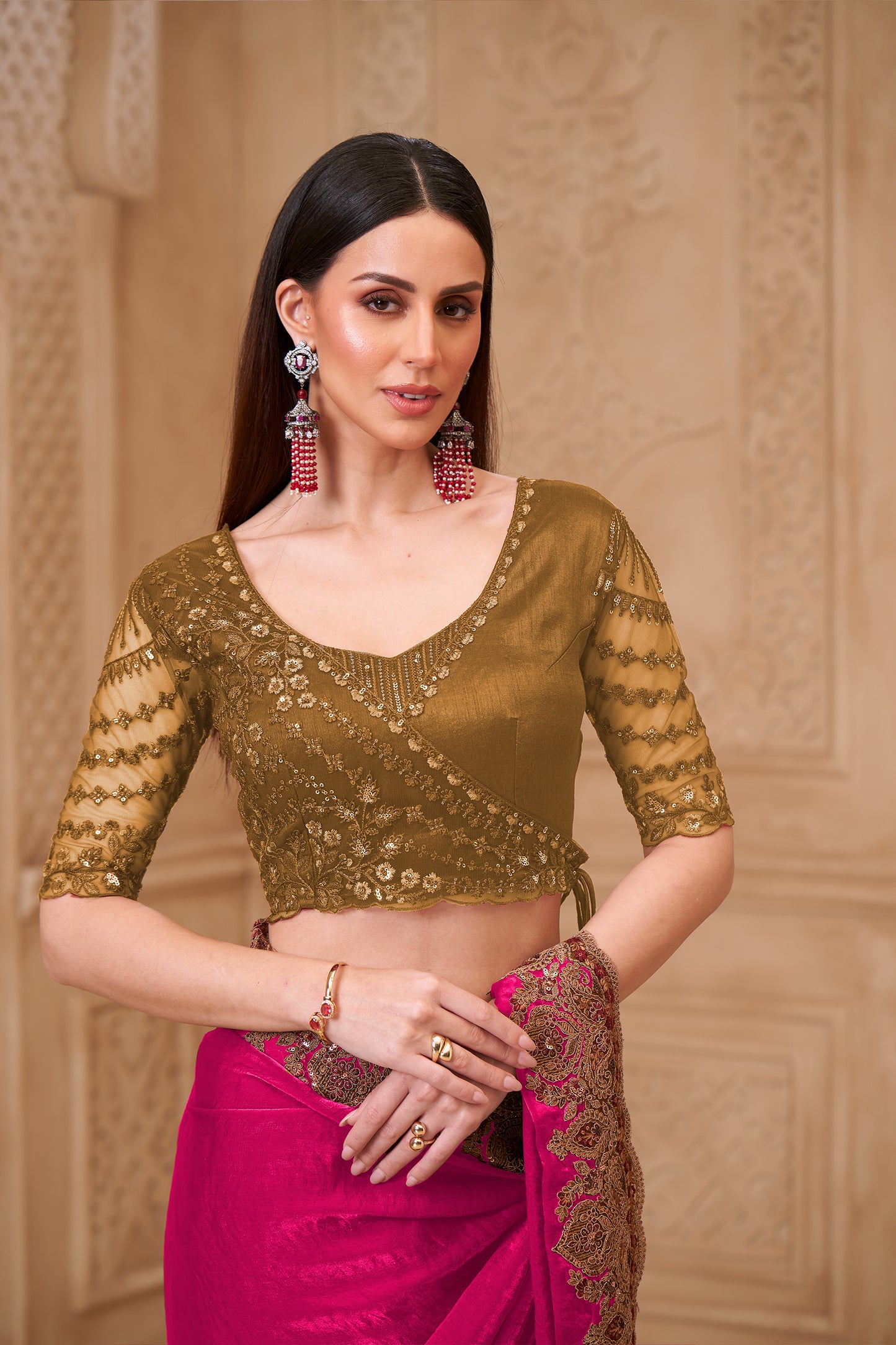 Pink Embroidered Satin Georgette Saree-SAR12473_4_SareeButa.com