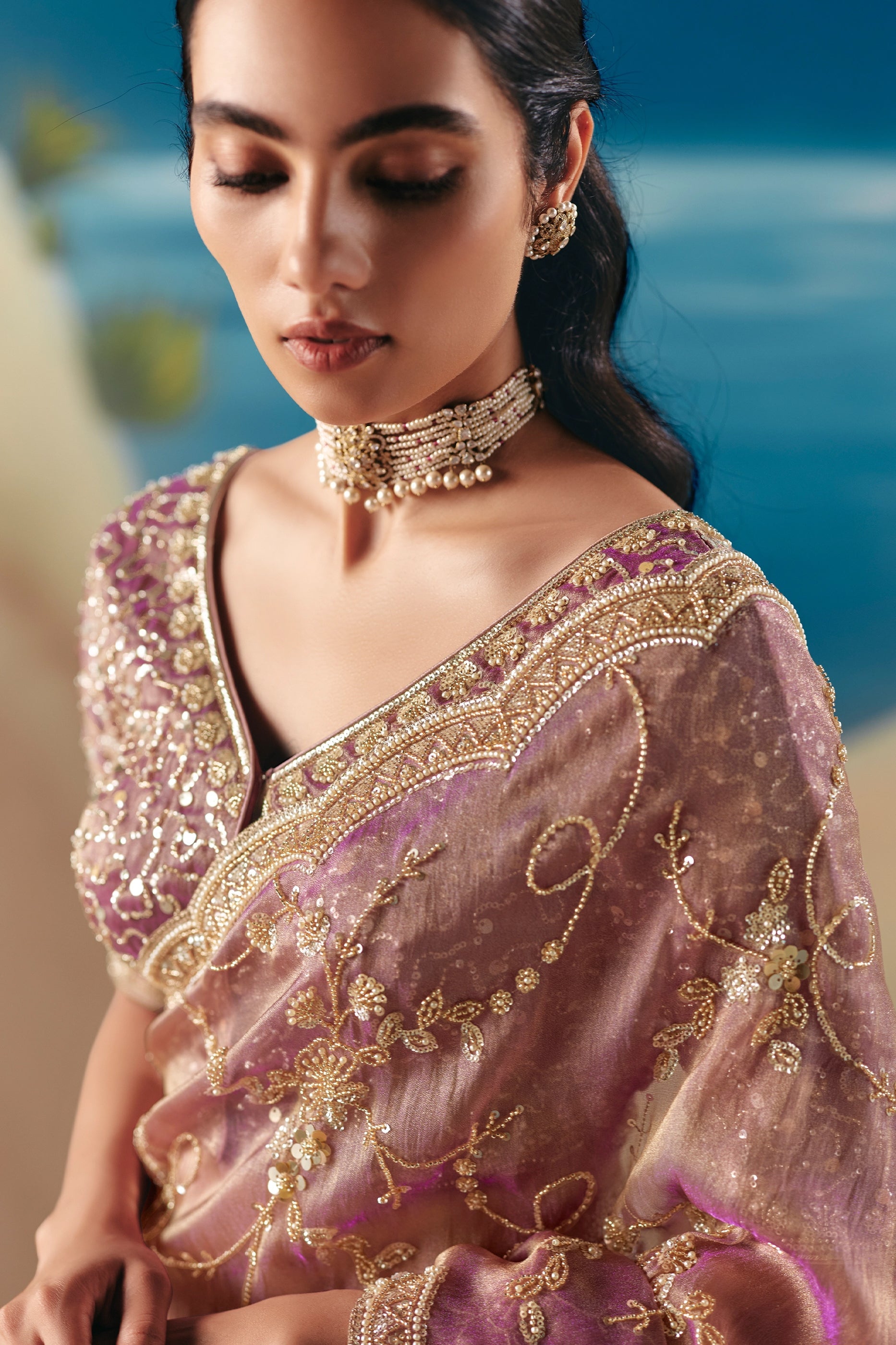 Pink Embroidered Satin Organza Saree-SAR11047_2_SareeButa.com
