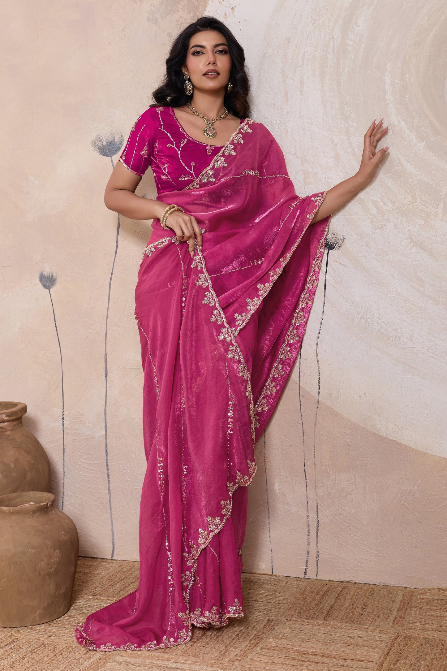 Pink Embroidered Satin Saree-SAR11785_3_SareeButa.com