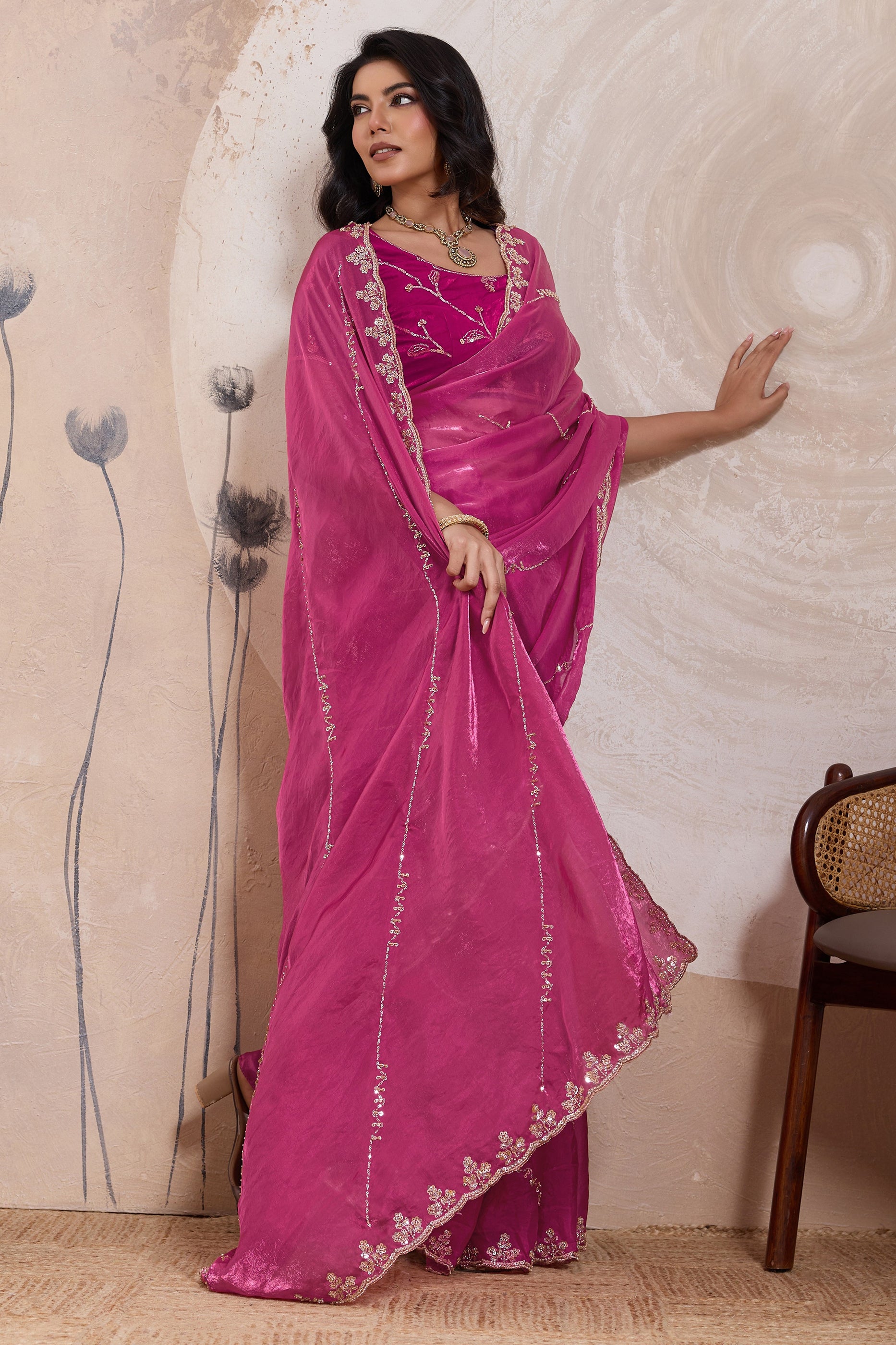Pink Embroidered Satin Saree-SAR11785_4_SareeButa.com