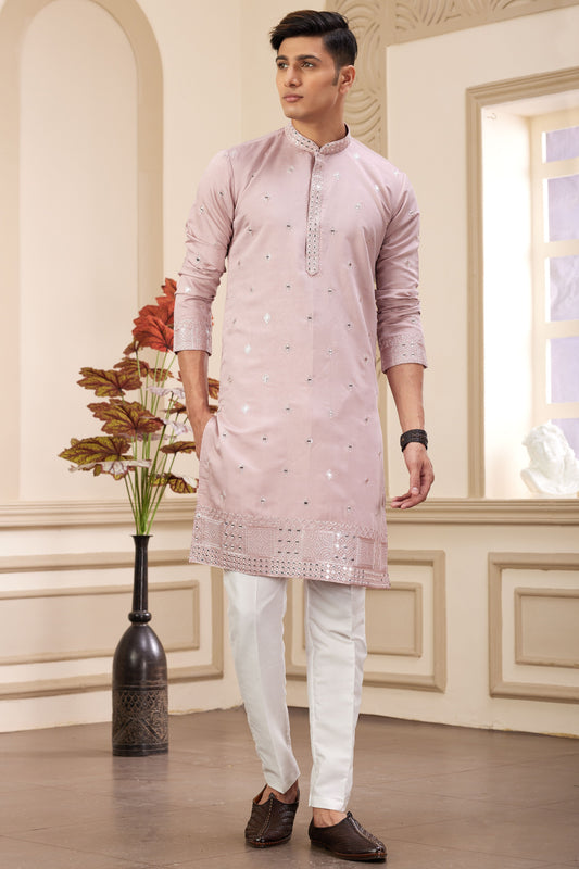 Pink Embroidered Silk Kurta Pajama-MW16_1_SareeButa.com