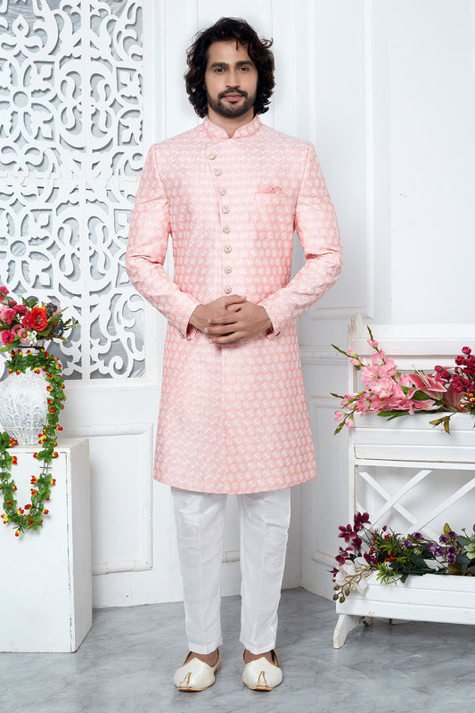Pink Embroidered Silk Kurta Pajama-SAR11426_1_SareeButa.com