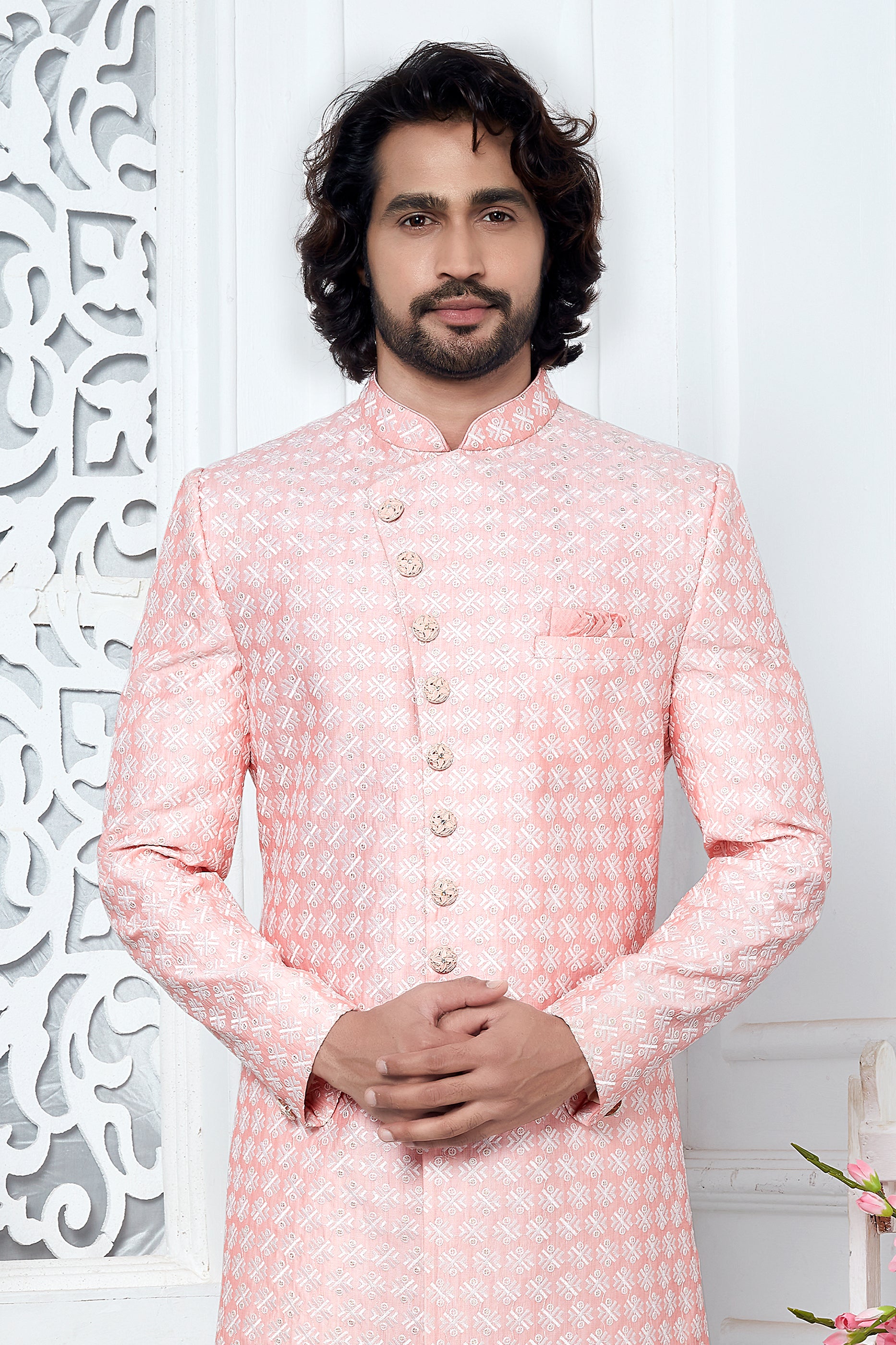 Pink Embroidered Silk Kurta Pajama-SAR11426_4_SareeButa.com