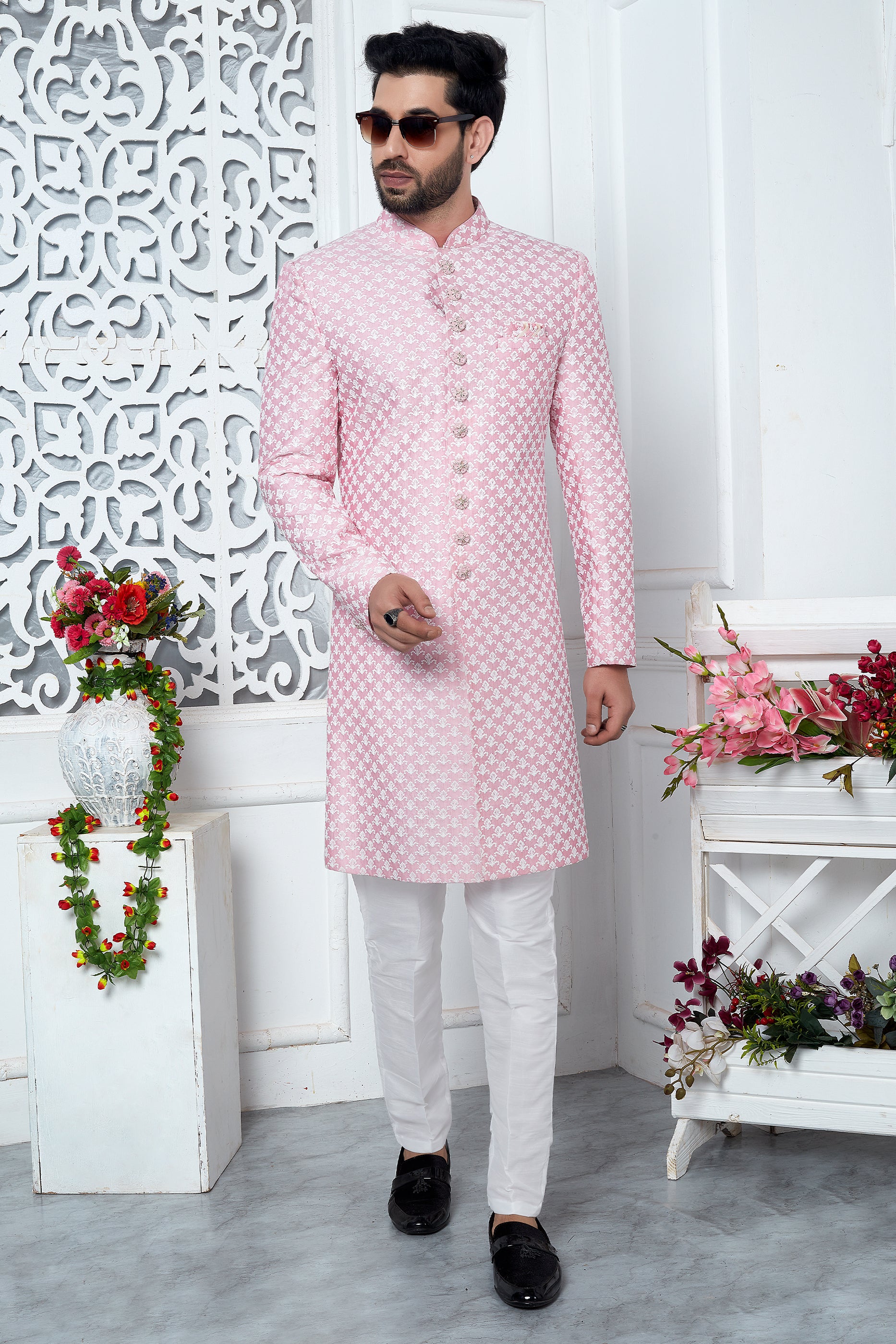Pink Embroidered Silk Kurta Pajama-SAR11429_3_SareeButa.com