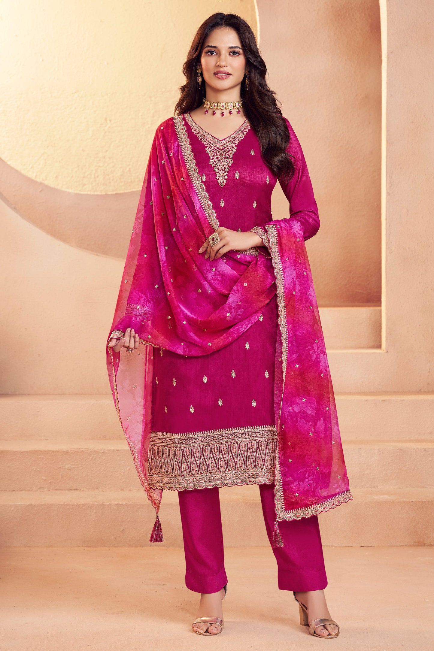 Pink Embroidered Silk Suit-SAR11733_1_SareeButa.com